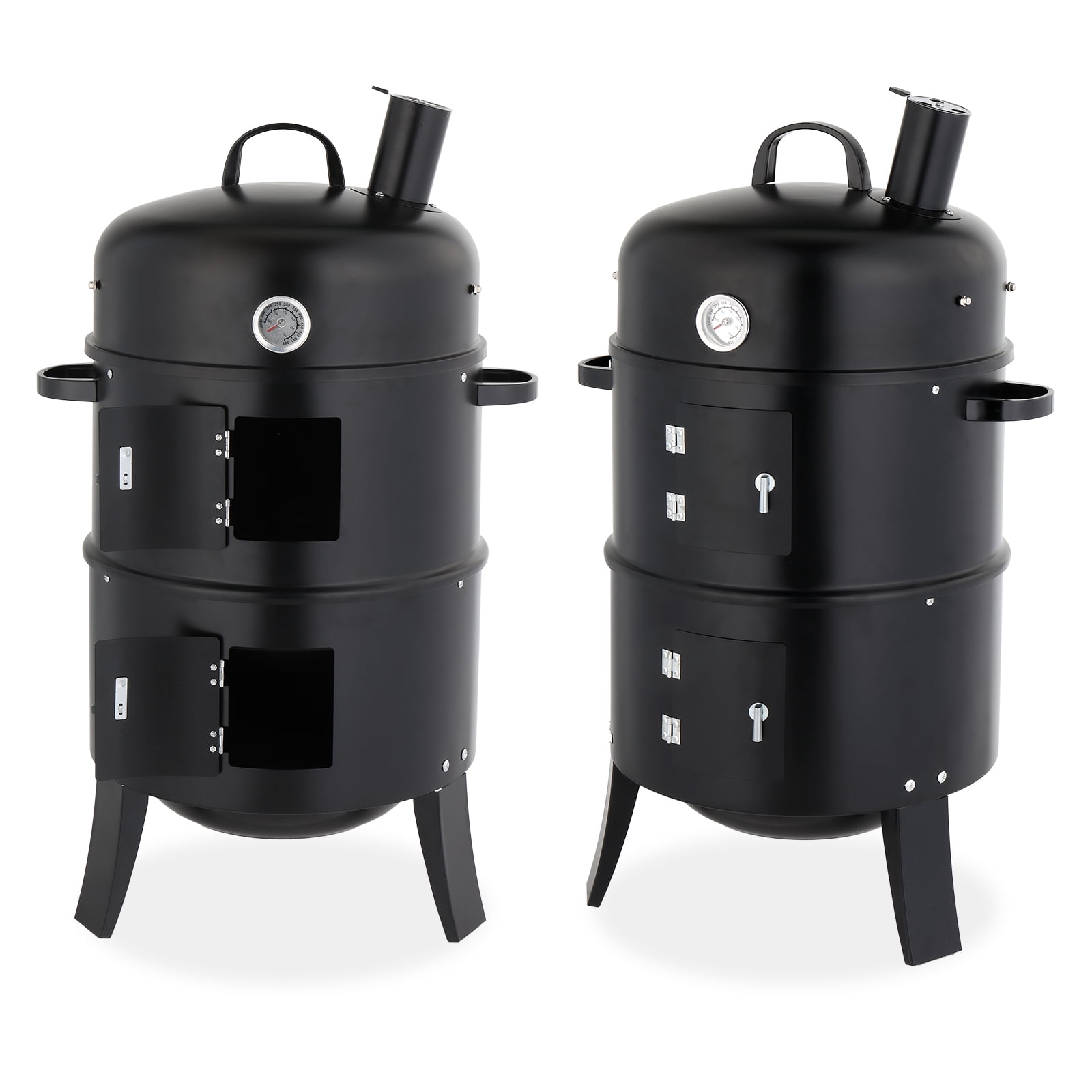 DIANJIE Vertical Meat Smoker, Heavy-Duty Outdoor BBQ Grill with Chimney (Black, 16.9 in x 20.5 in x 33.5 in) c7o04