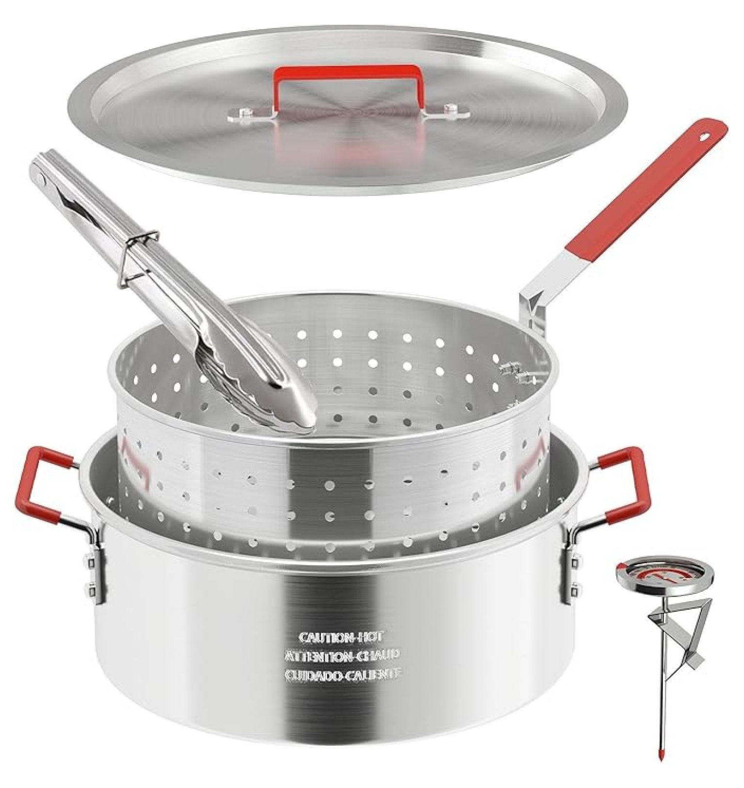 AMFWALAMF 10QT Aluminum Fish Fryer Pot with Basket and Lid (10QT) e5r5q