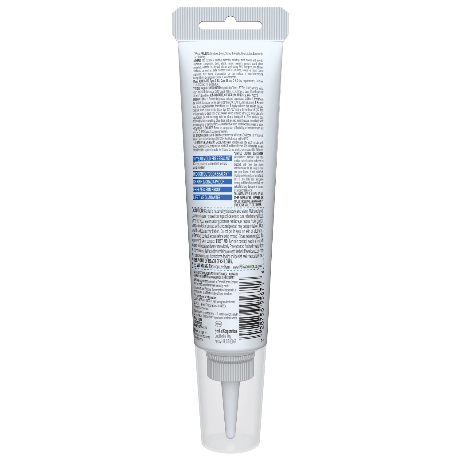 GE Advanced Silicone Window & Door Sealant, Waterproof Weatherproof Adhesive (Clear, 2.8 fl oz, 2 Pack) hurff