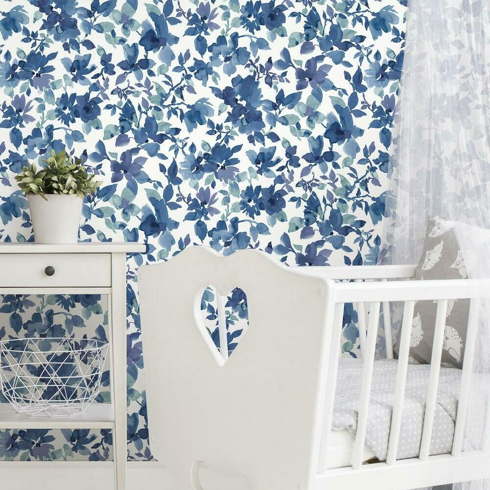RoomMates Floral Peel and Stick Wallpaper, Removable Self-Adhesive Wall Decor (Light Pink, 28.18 sq ft) 01qoa