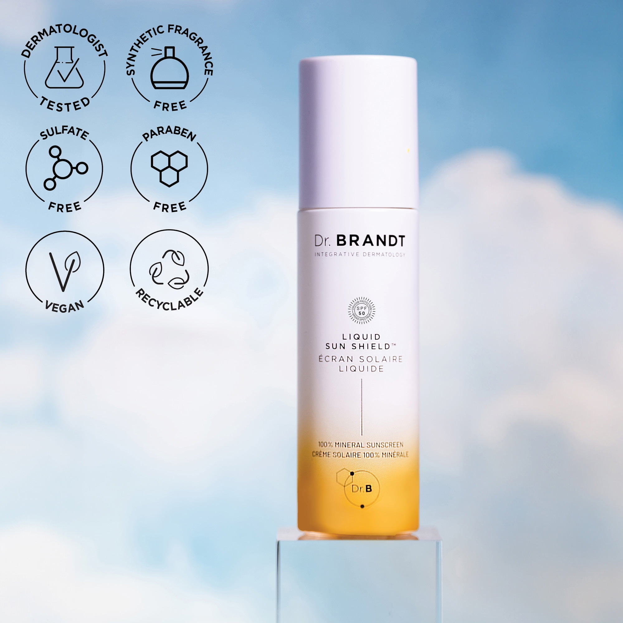 Dr. BRANDT Liquid Sunshield Daily Mineral SPF 50 Sunscreen (Invisible Finish, 1.7 fl oz) 602hg