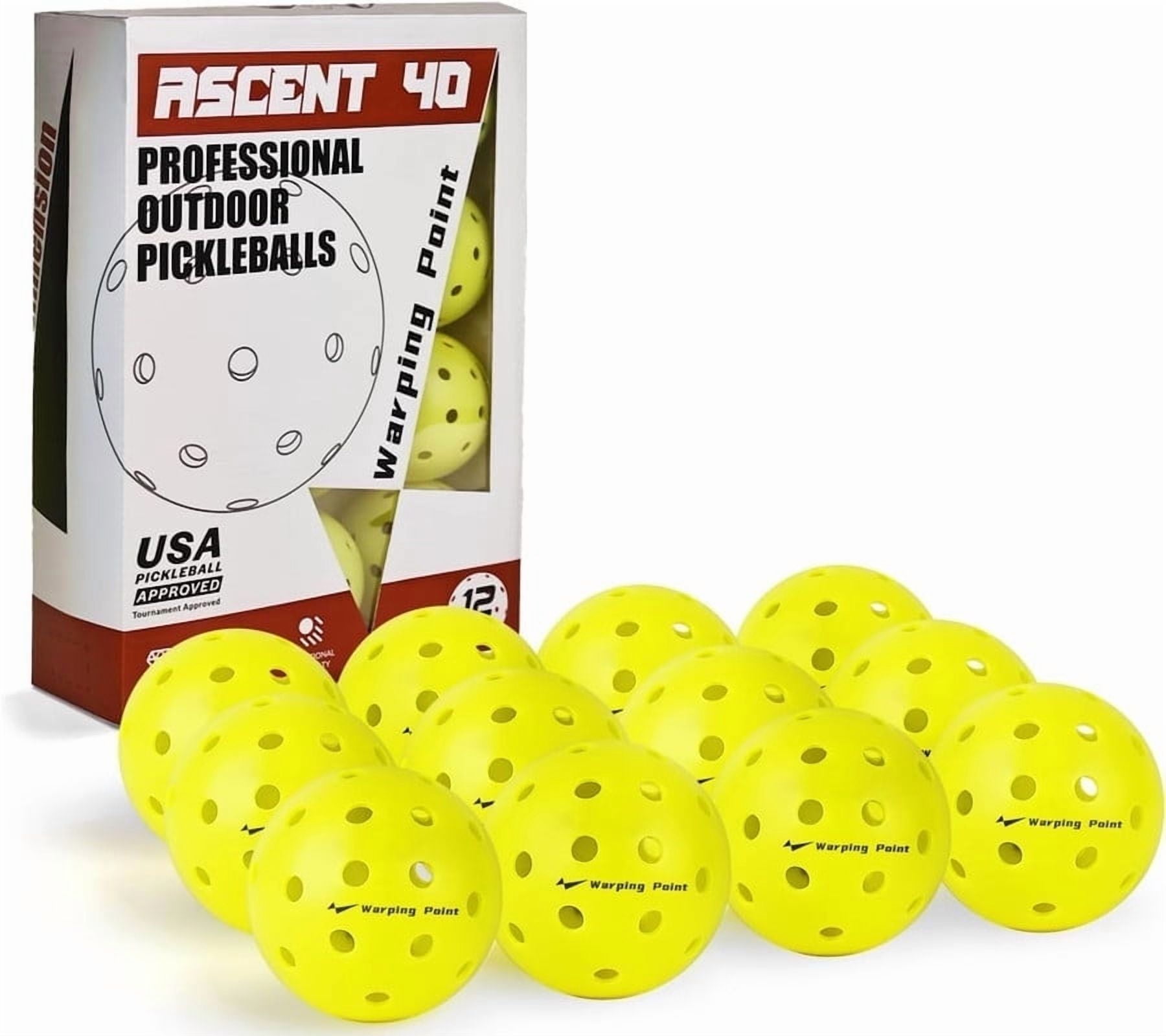 Warping Point Outdoor Pickleball Balls USAPA Approved (Yellow, 12 Pack) rcldx