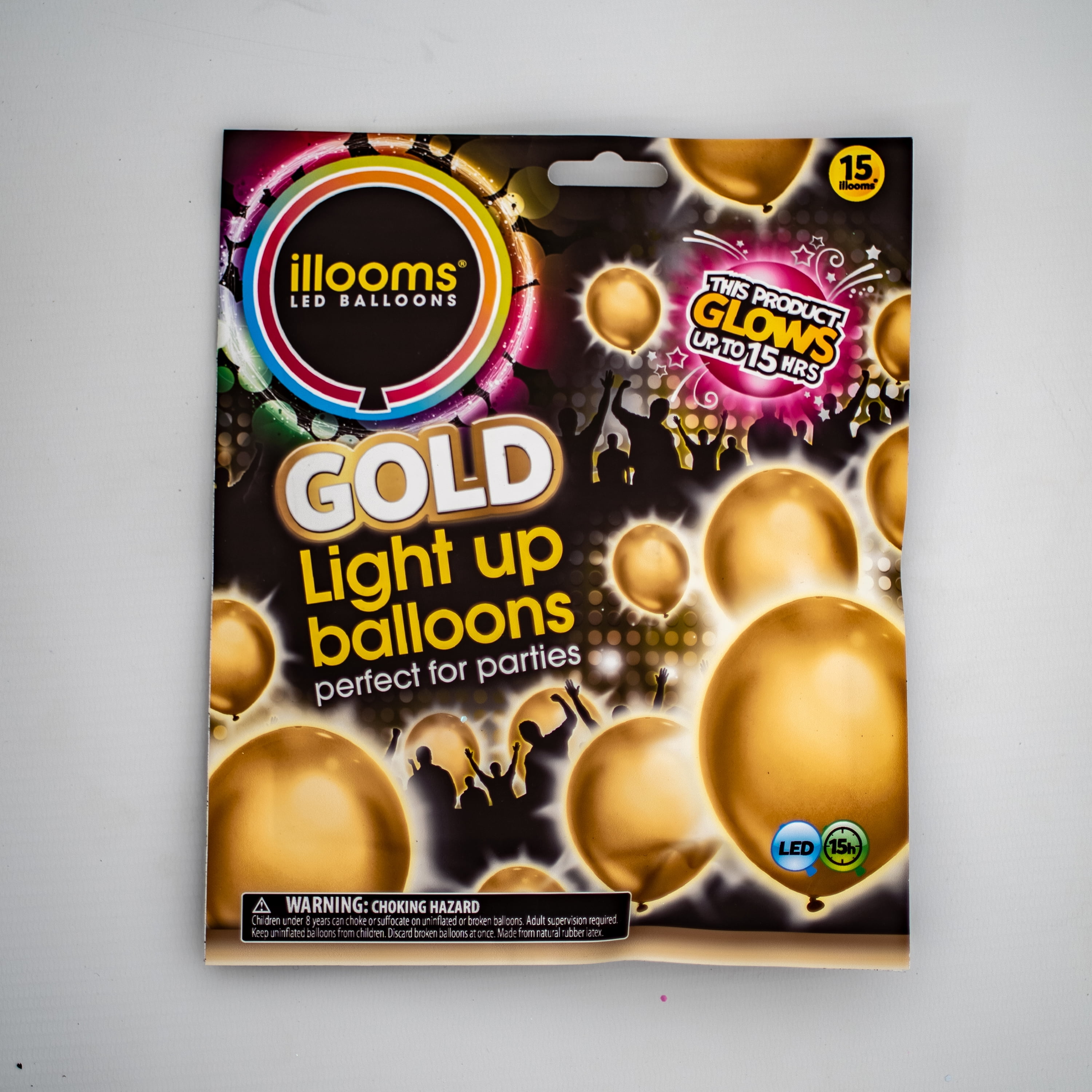 illooms LED Light-Up Latex Party Balloons (Metallic Gold, 15 Pack) 0azpw