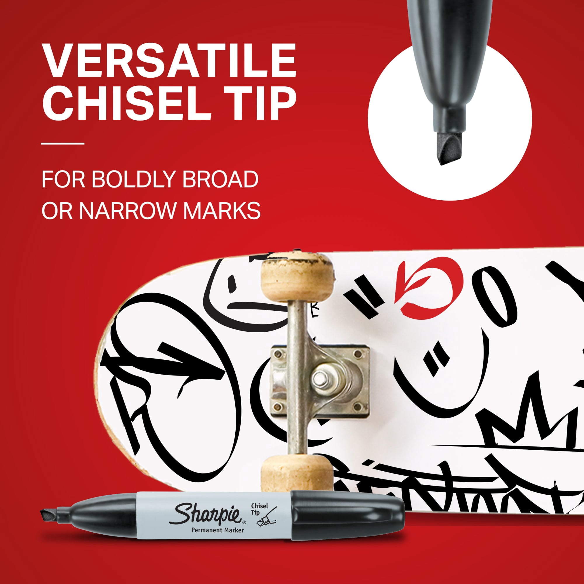 Sharpie Permanent Markers, Chisel Tip, Quick-drying Ink, Black (4 Count) fzynz