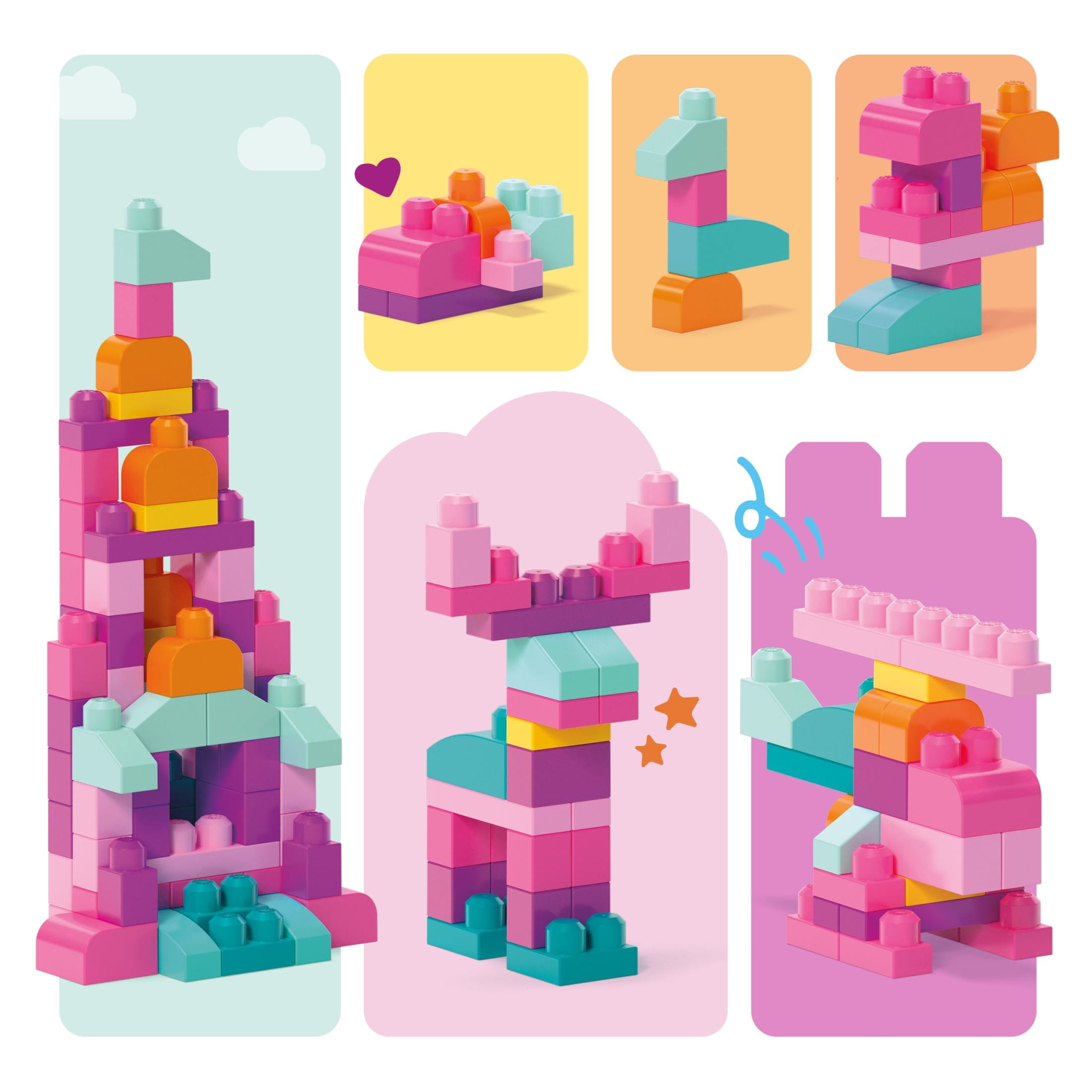 Mega Bloks Fisher-Price Big Building Bag Educational Construction Set (Pink, 80 Pieces) kk0i9