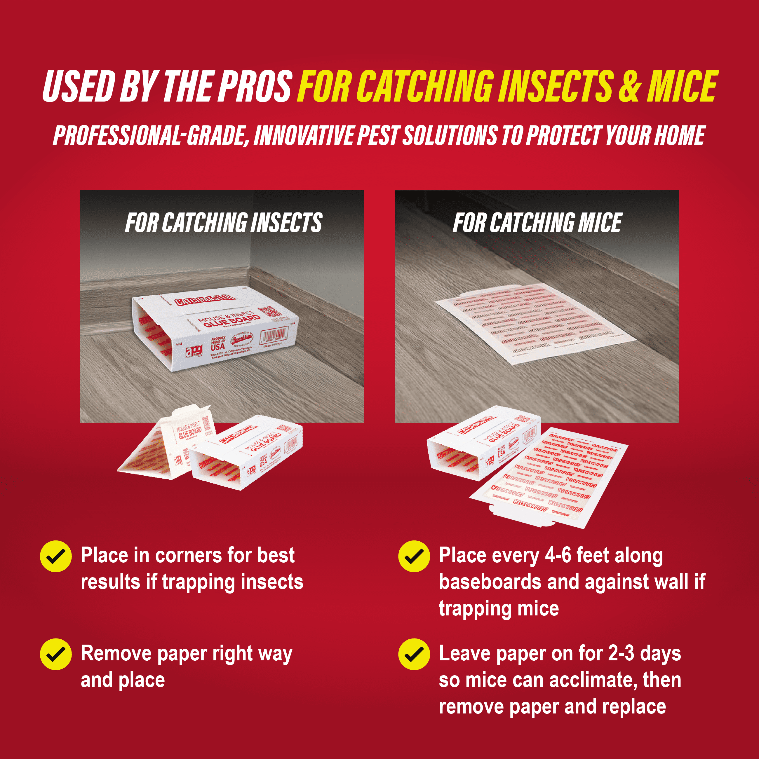 Catchmaster Mouse and Insect Glue Traps, Professional Strength Pest Control Sticky Boards (60 Pack) jisjb