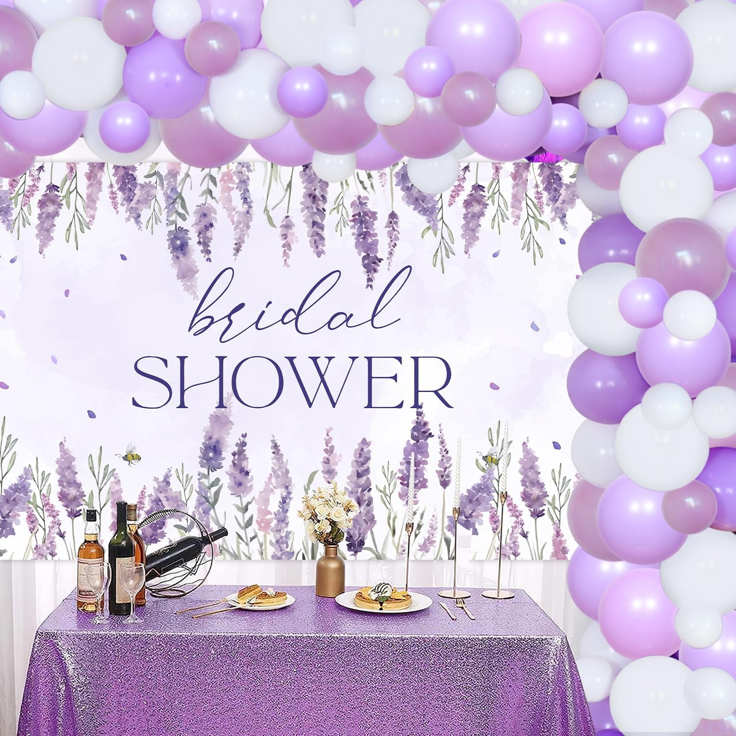 YO PERREO SOLA Lavender Bridal Shower Balloon Garland Arch Kit with Floral Backdrop (Purple, 71 Pieces) 4nf1f