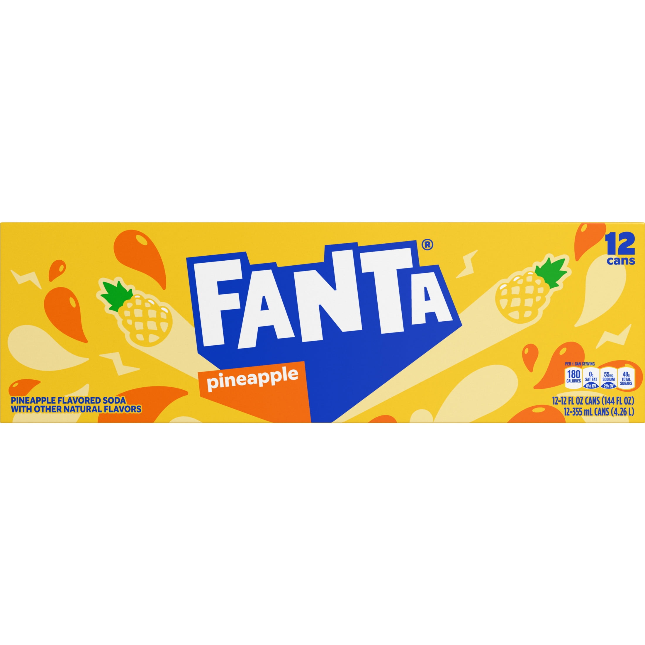 Fanta Pineapple Soda Pop Refreshing Fruit Flavored Soft Drink (Yellow, 12 fl oz, 12 Pack) 2o9fk