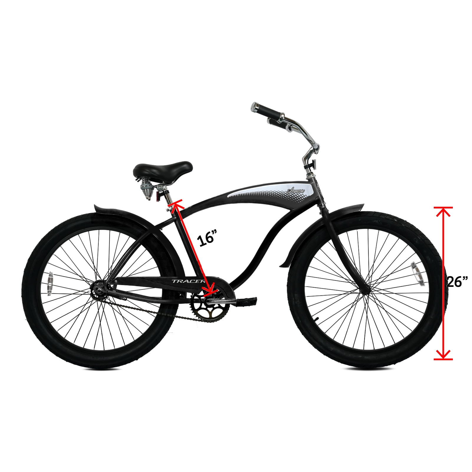 Tracer Avera Beach Cruiser Bike (Matte Black, 26 in Wheel) mztxb