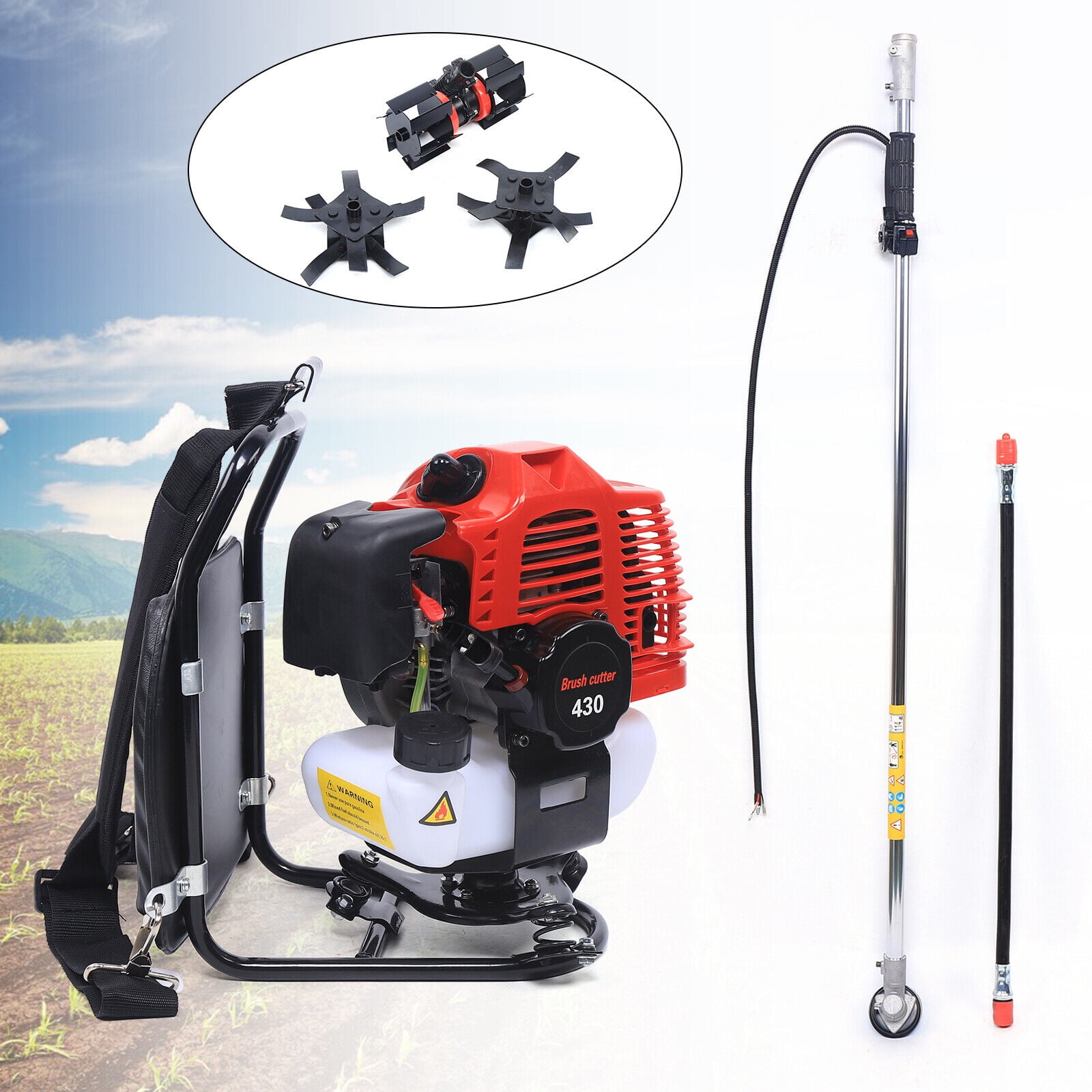 Generic 43CC 2-Stroke Backpack Gas Brush Cutter and Lawn Trimmer for Garden Maintenance (Red, 33.8 fl oz) hkfkr