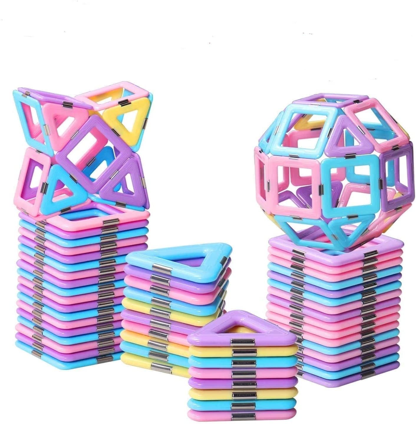 MODANU Magnetic Building Blocks STEM Educational Tiles Set (Multicolor, 58 Pieces) jll83