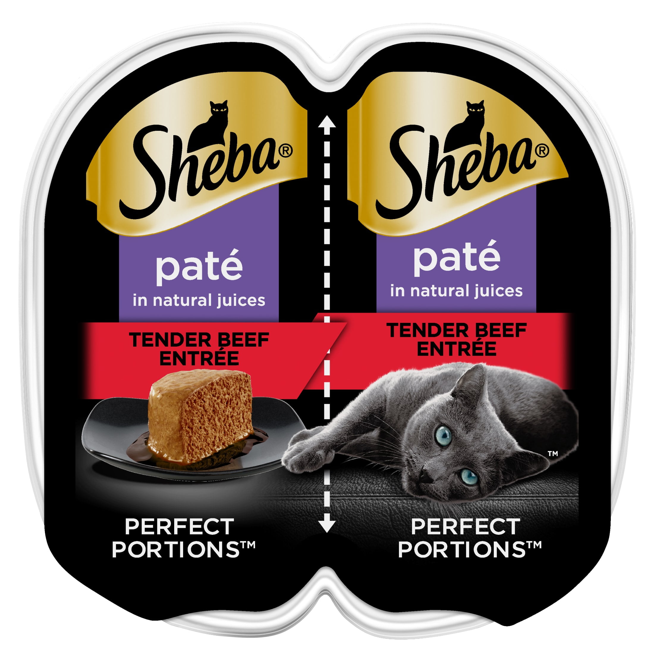 SHEBA Perfect Portions Tender Beef Entree Wet Cat Food Pate (2.6 oz Twin-Pack Tray) 1ex74