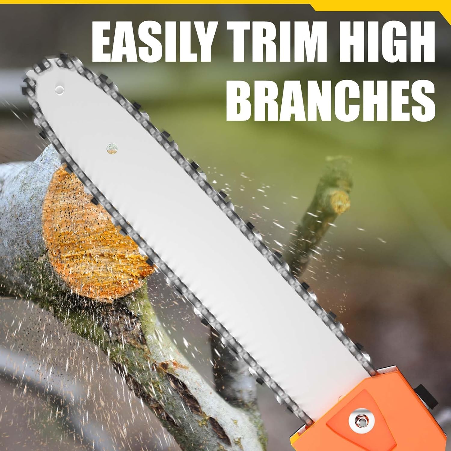 Yotree 48cc 2-Cycle Gas Powered Pole Saw, Telescoping Extension Chainsaw for Tree Trimming (Orange, 16 ft Reach) 37ywa