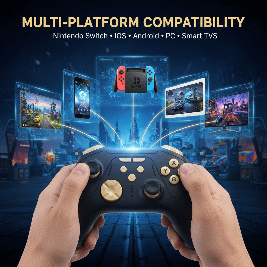 UHM Wireless Pro Controller for Switch, PC, and Mobile with RGB Lighting and Hall Effect Triggers (Black, 1 Count) dvhks