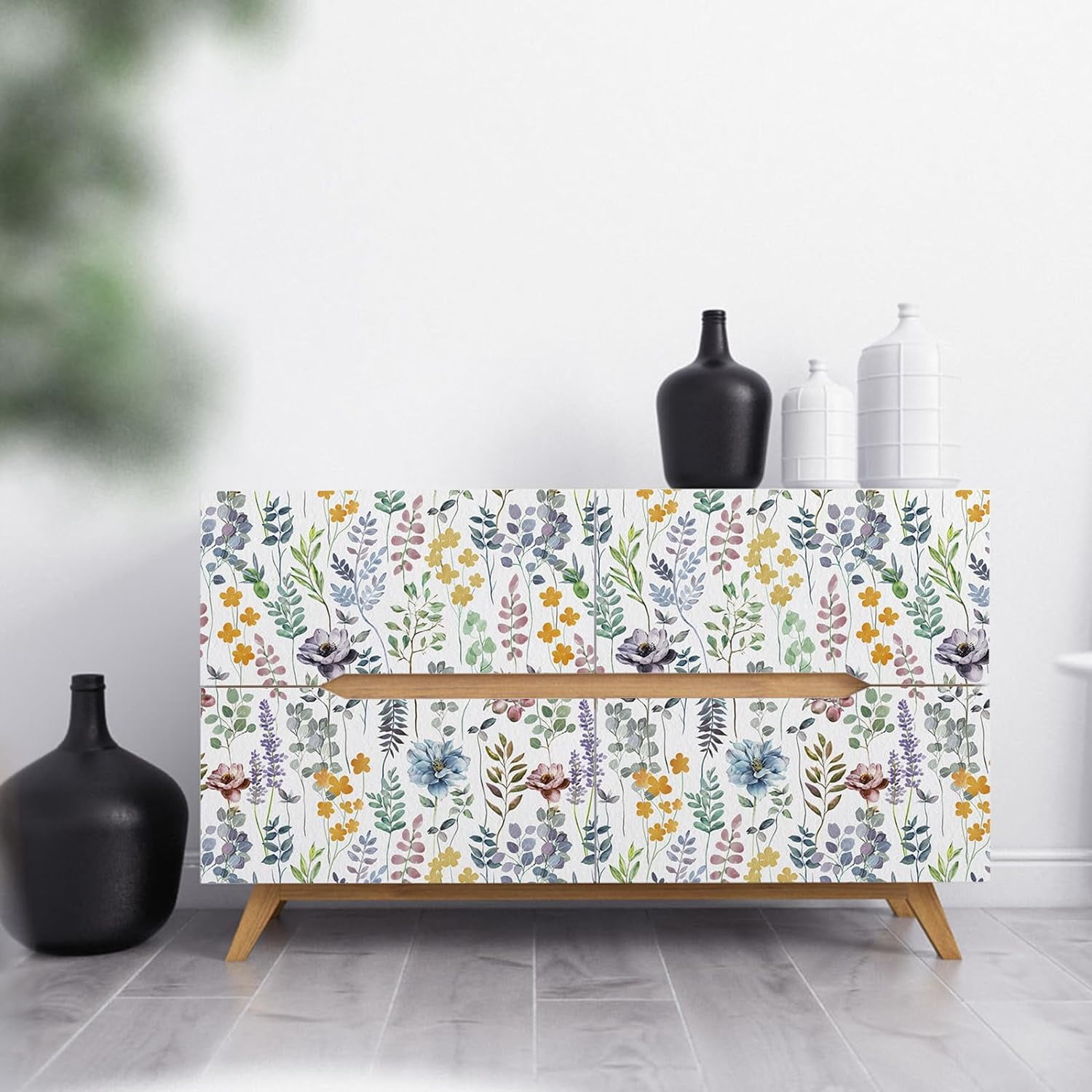 UMIGGEE Floral Peel and Stick Wallpaper, Self-Adhesive Decorative Contact Paper for Home Decor (White, 17.7 in x 393 in) hcdui