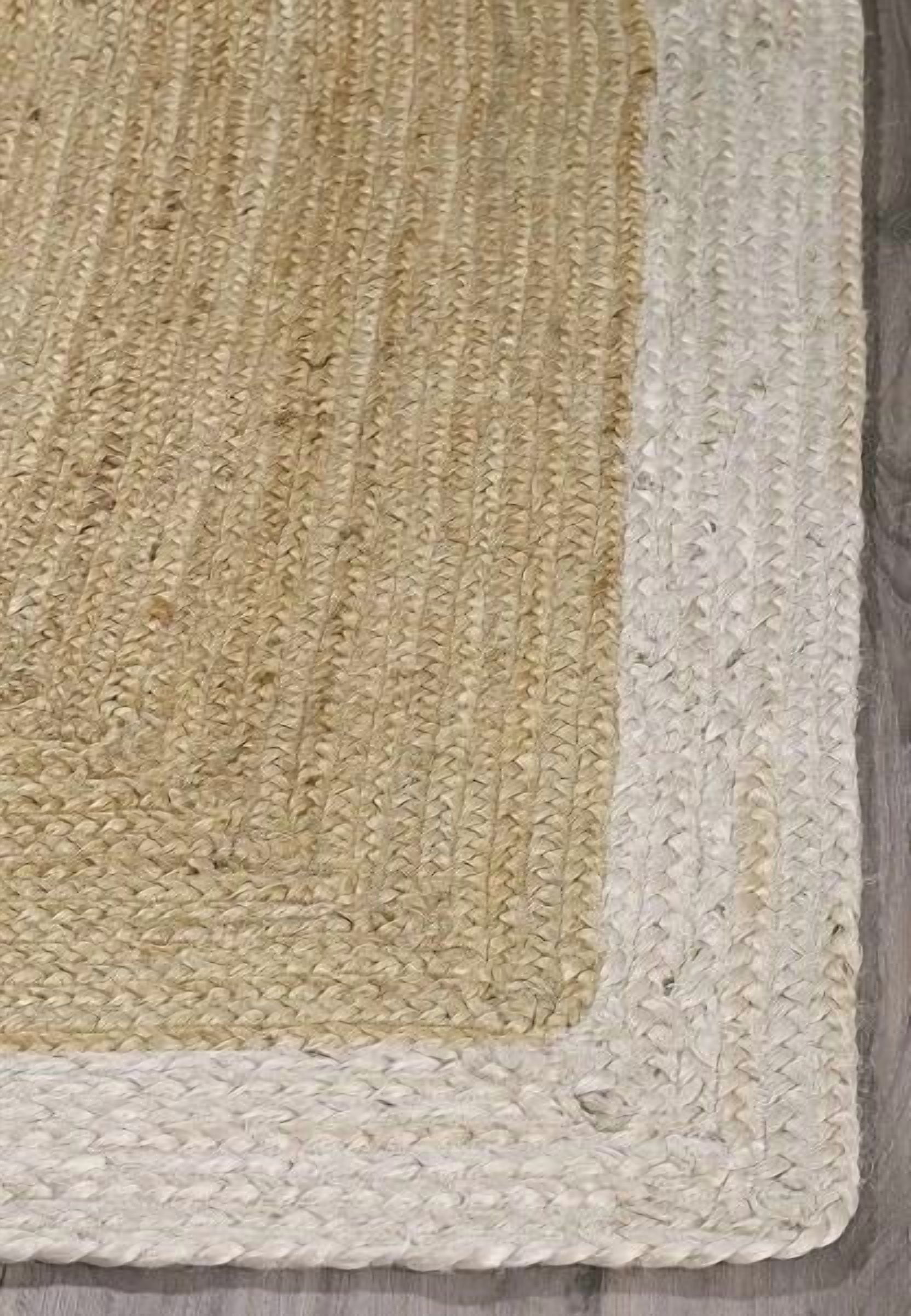ColorFullHouse Handmade Braided Jute Area Rug, Natural Fiber Floor Decor Carpet (White, 2 ft x 4 ft) 9qtjc