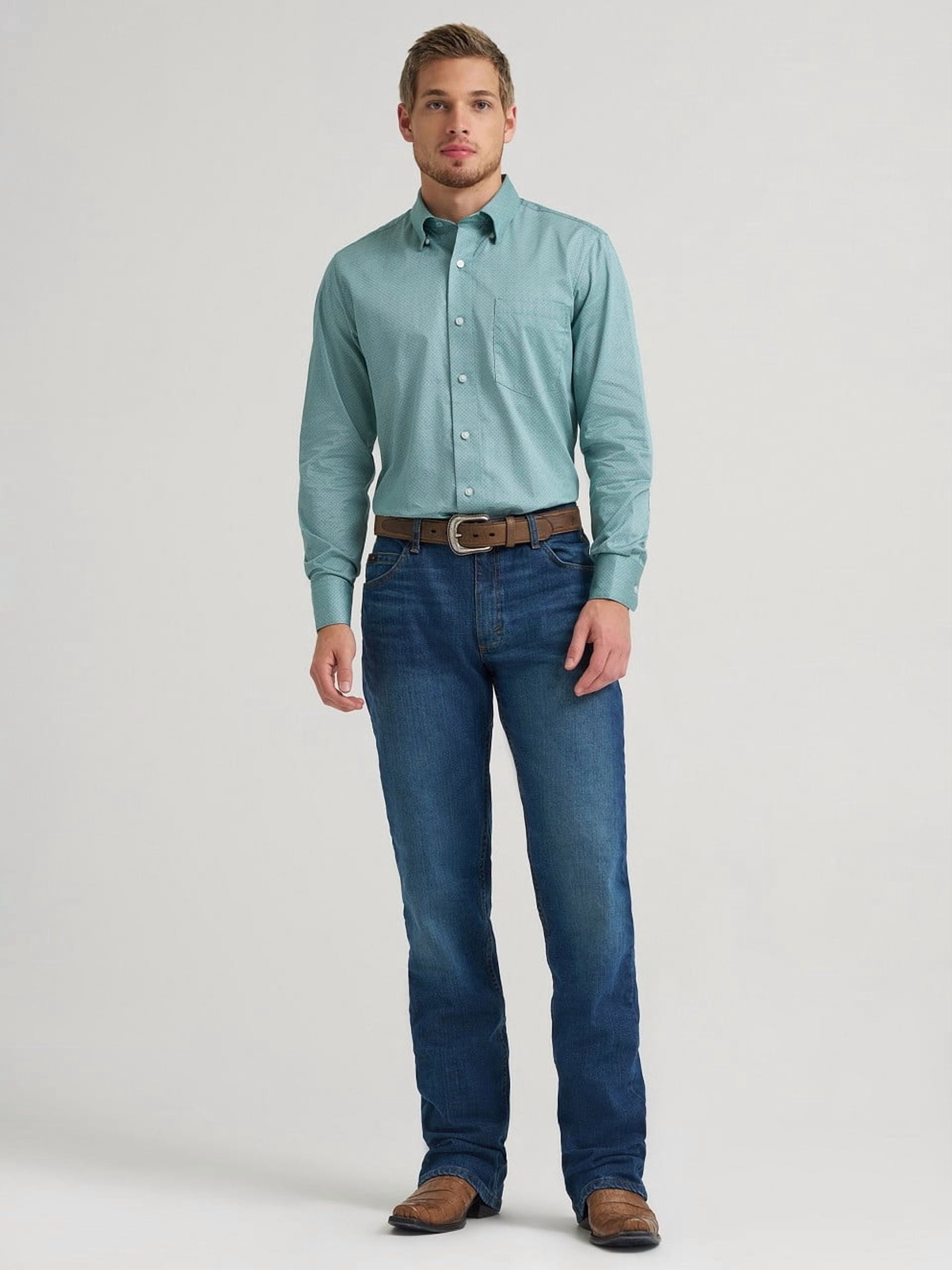 Wrangler Cody Johnson Western Shirt Men's Long Sleeve Button-Down Print (Green, XL) xk65n