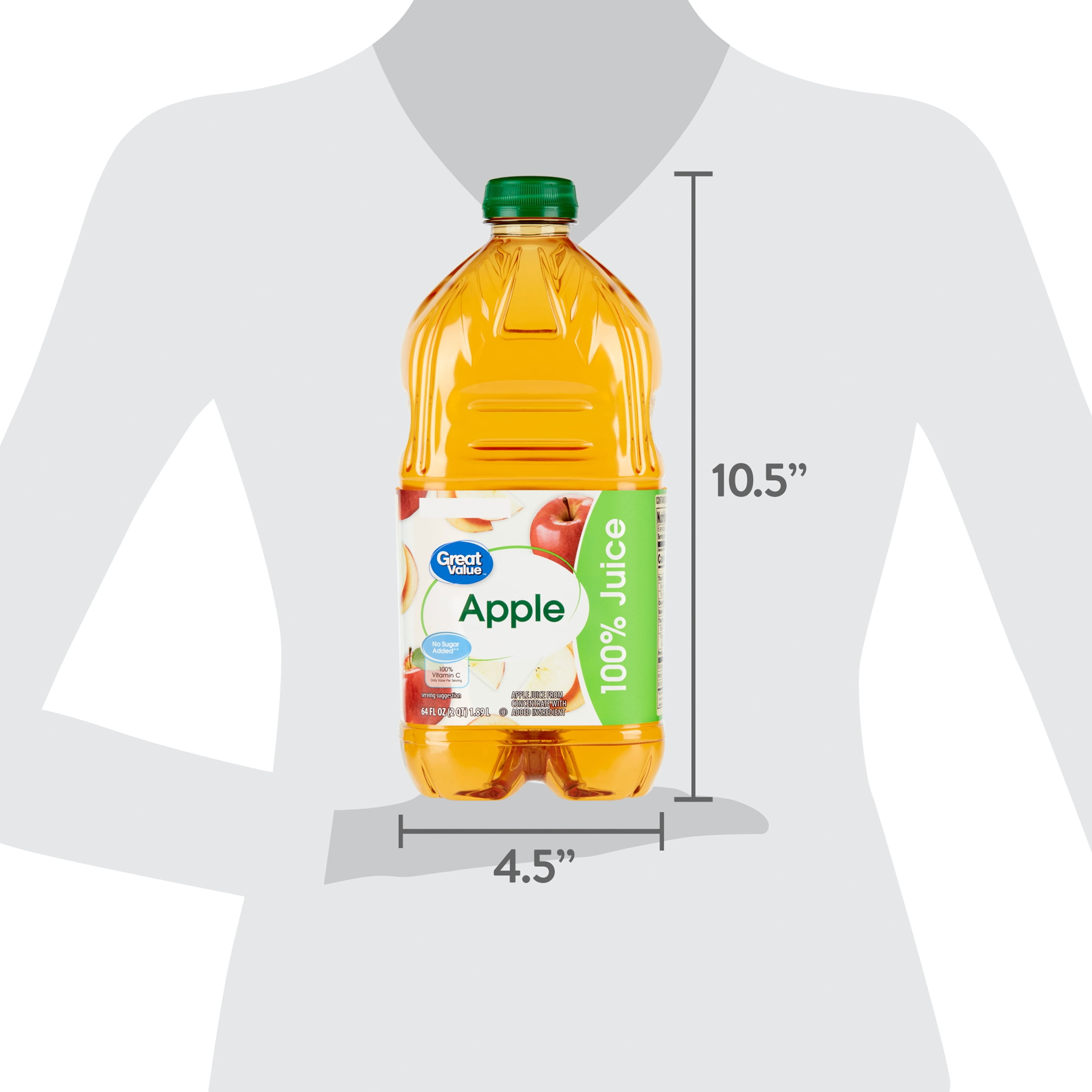 Great Value 100% Apple Juice, No Added Sweeteners, Pasteurized (64 fl oz) buwv4