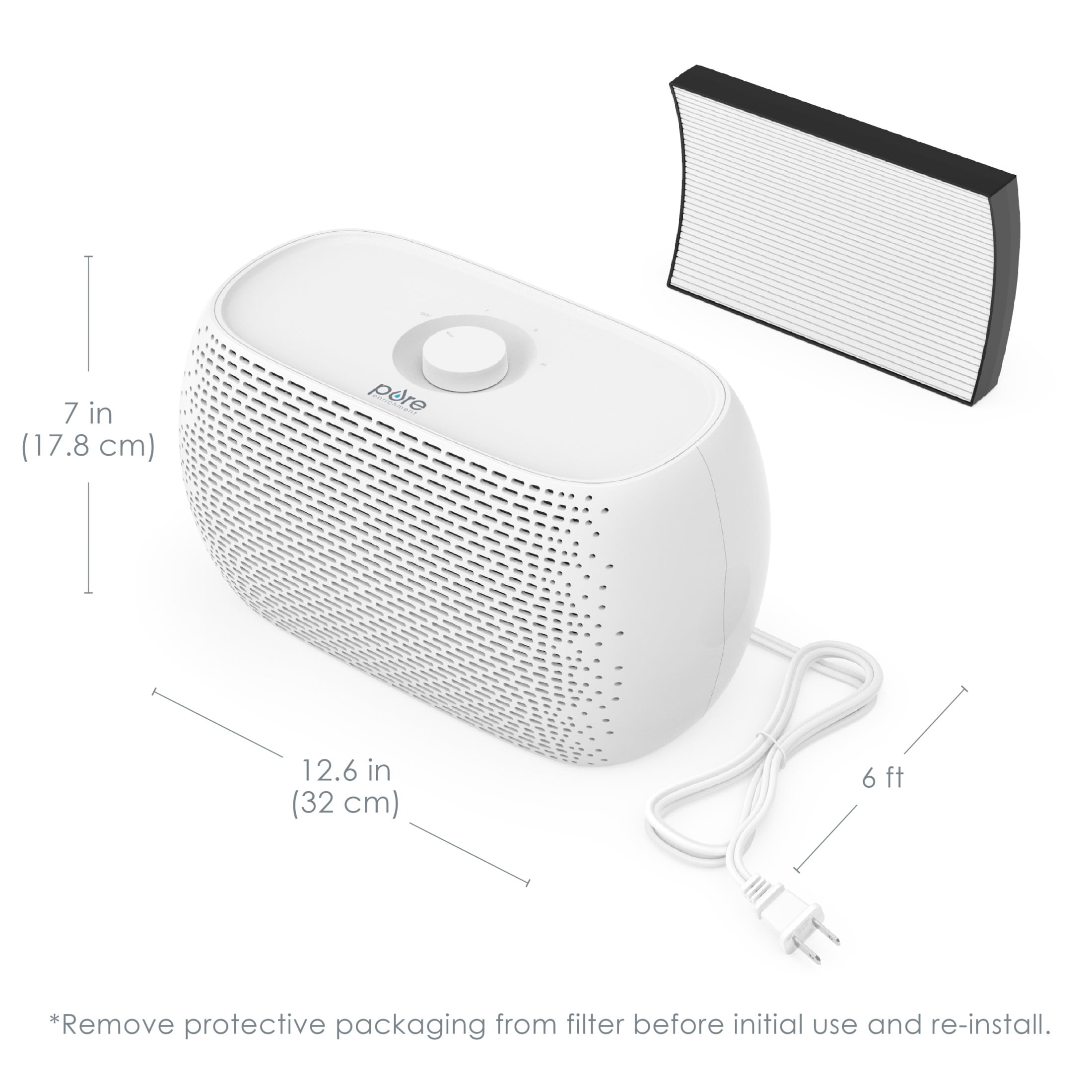 Pure Enrichment PureZone Breeze Tabletop Air Purifier with True HEPA Filter (White, 1 Unit) 59bqs