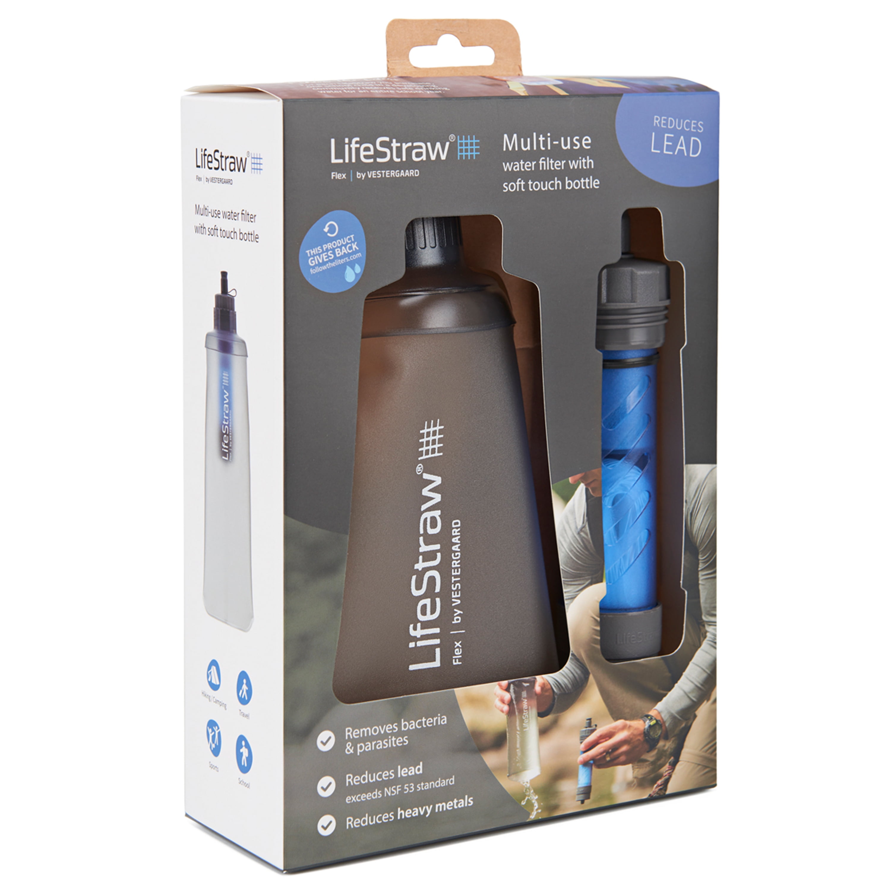 LifeStraw Flex Water Filter System with Collapsible Squeeze (Grey, 22 fl oz) xllyw - Image 9