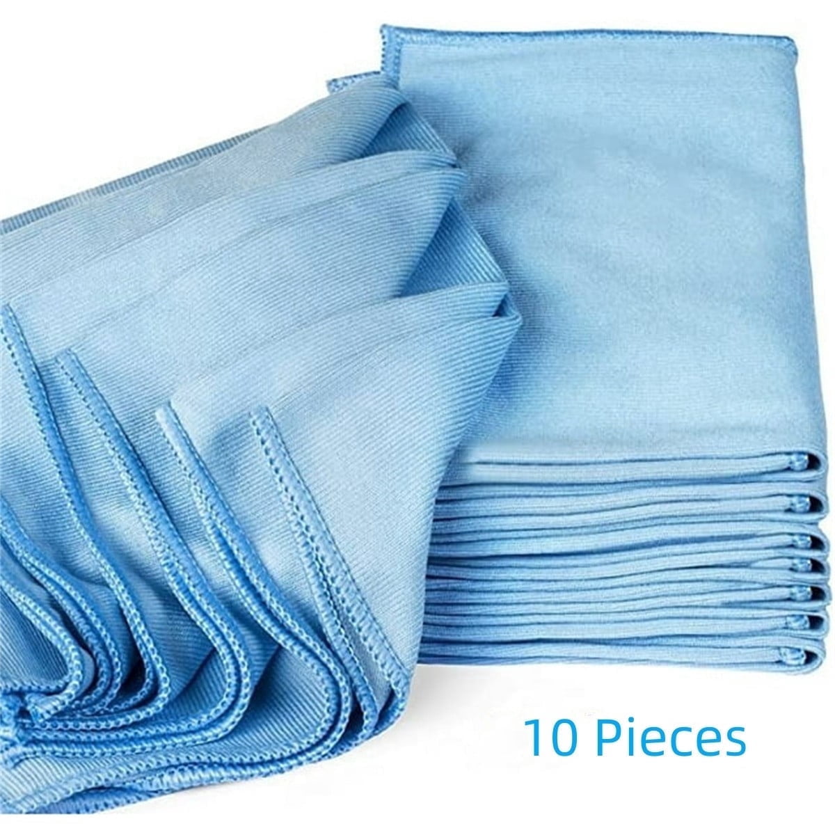 TRIANI Microfiber Glass Cleaning Cloths, Streak-Free Detailing for Windows, Mirrors, and Car Windshields (Blue, 10 Pack, 12 in x 16 in) 7883t