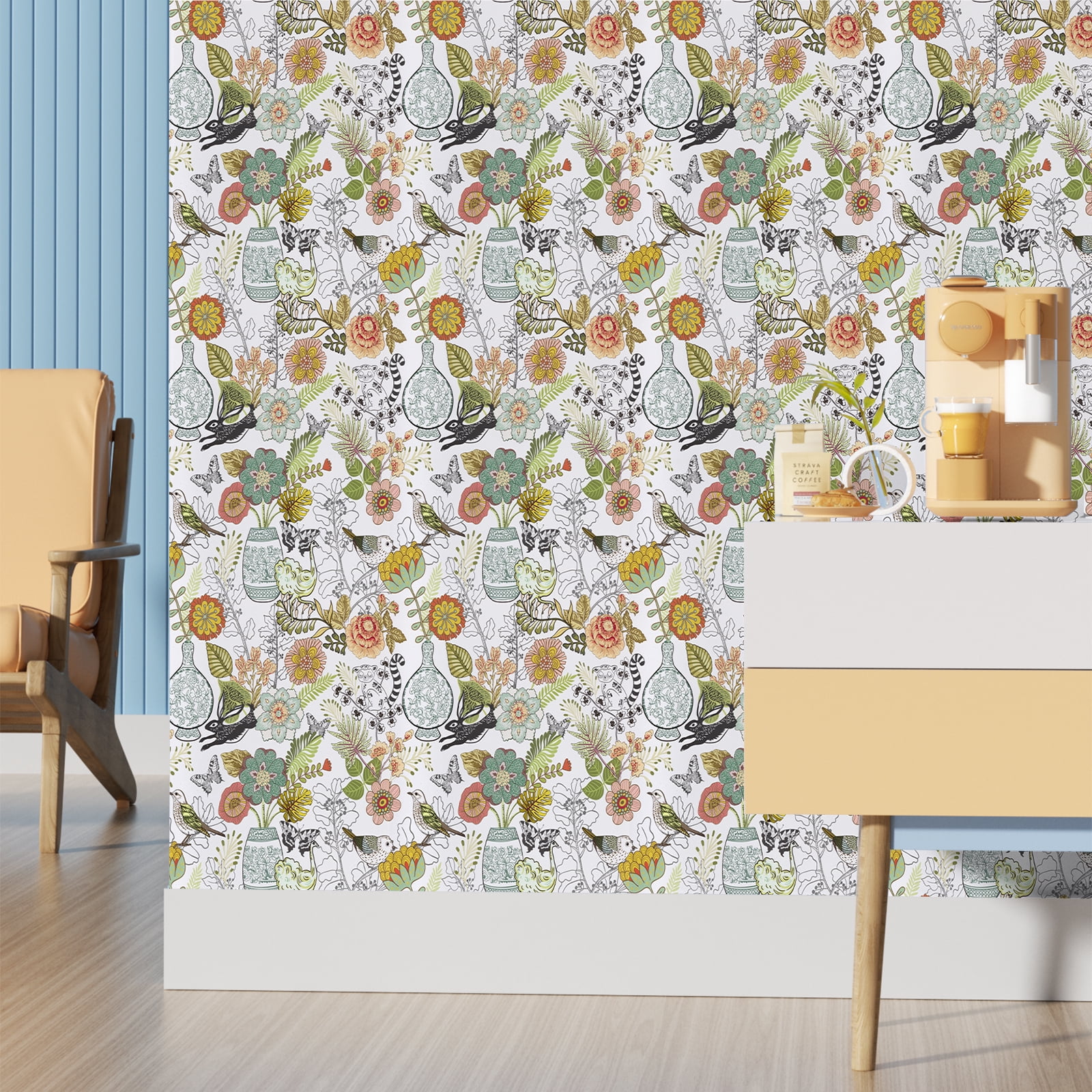 Abyssaly Floral Peel and Stick Wallpaper, Removable Vinyl Contact Paper for Home Decor (Floral, 17.7 in x 393.7 in) 99koh
