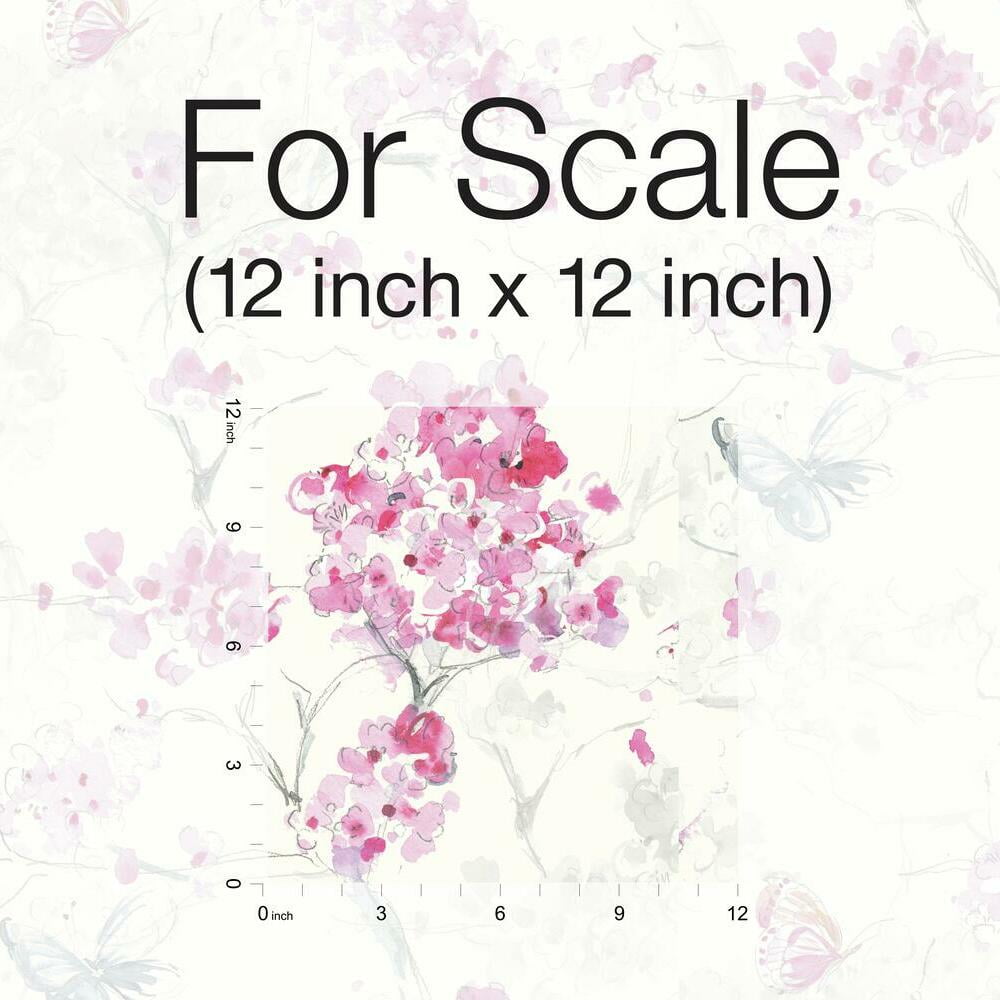 RoomMates Spring Cherry Blossoms Peel and Stick Wallpaper (Blue, 18 in x 18.86 ft) hohn8