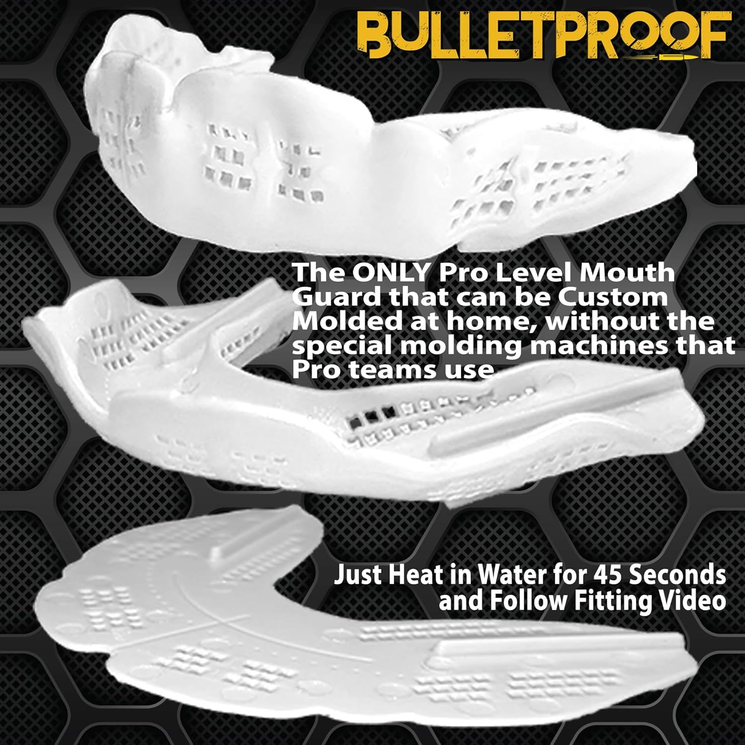BulletProof MouthGuards Professional Sports Mouth Guard, High-Impact Protection for Football, MMA, and Boxing (Black, Adult) su09o