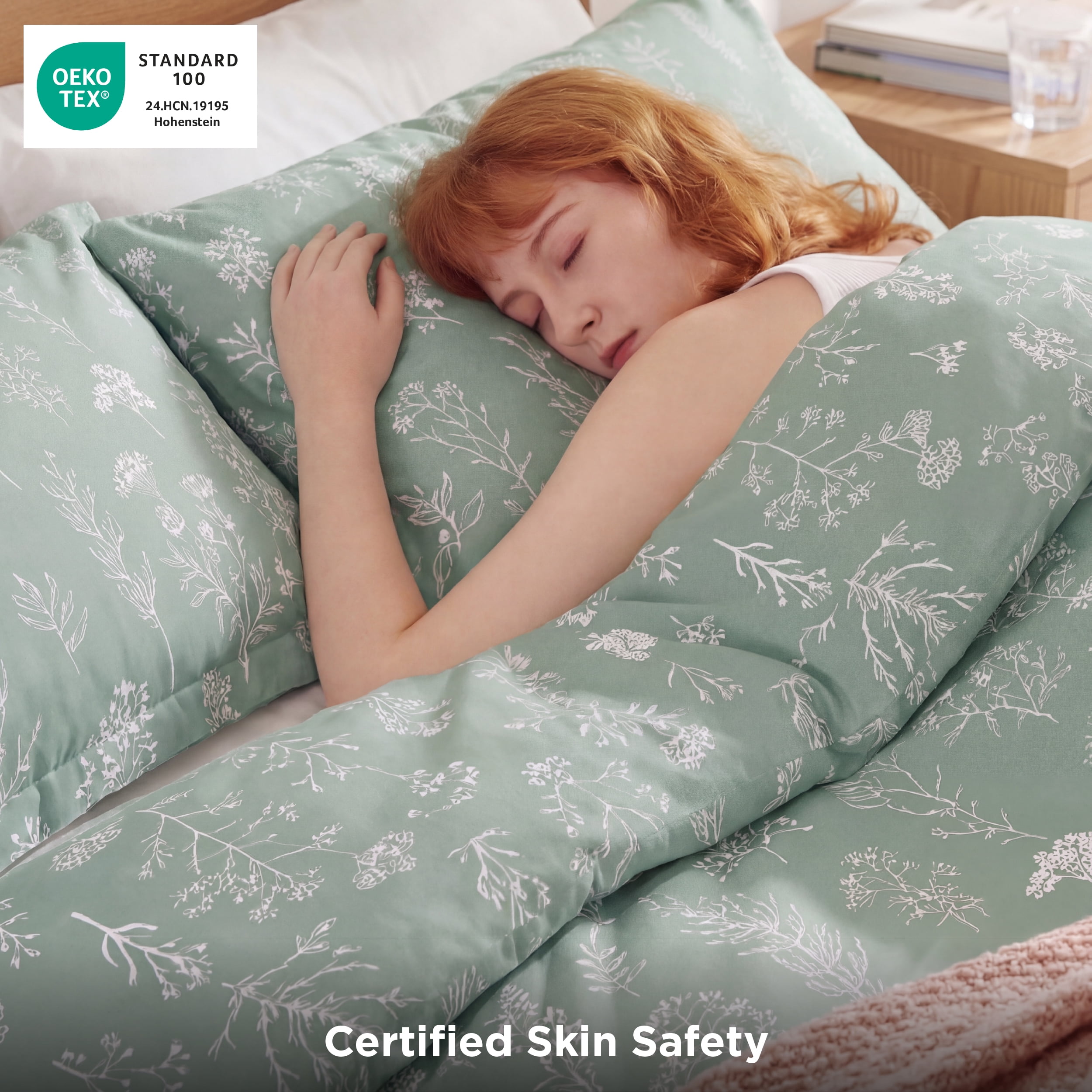 U by Bedsure Botanical Floral Comforter Set, Lightweight Soft Bedding with 2 Pillow Shams (Sage Green, Queen) tnr5d