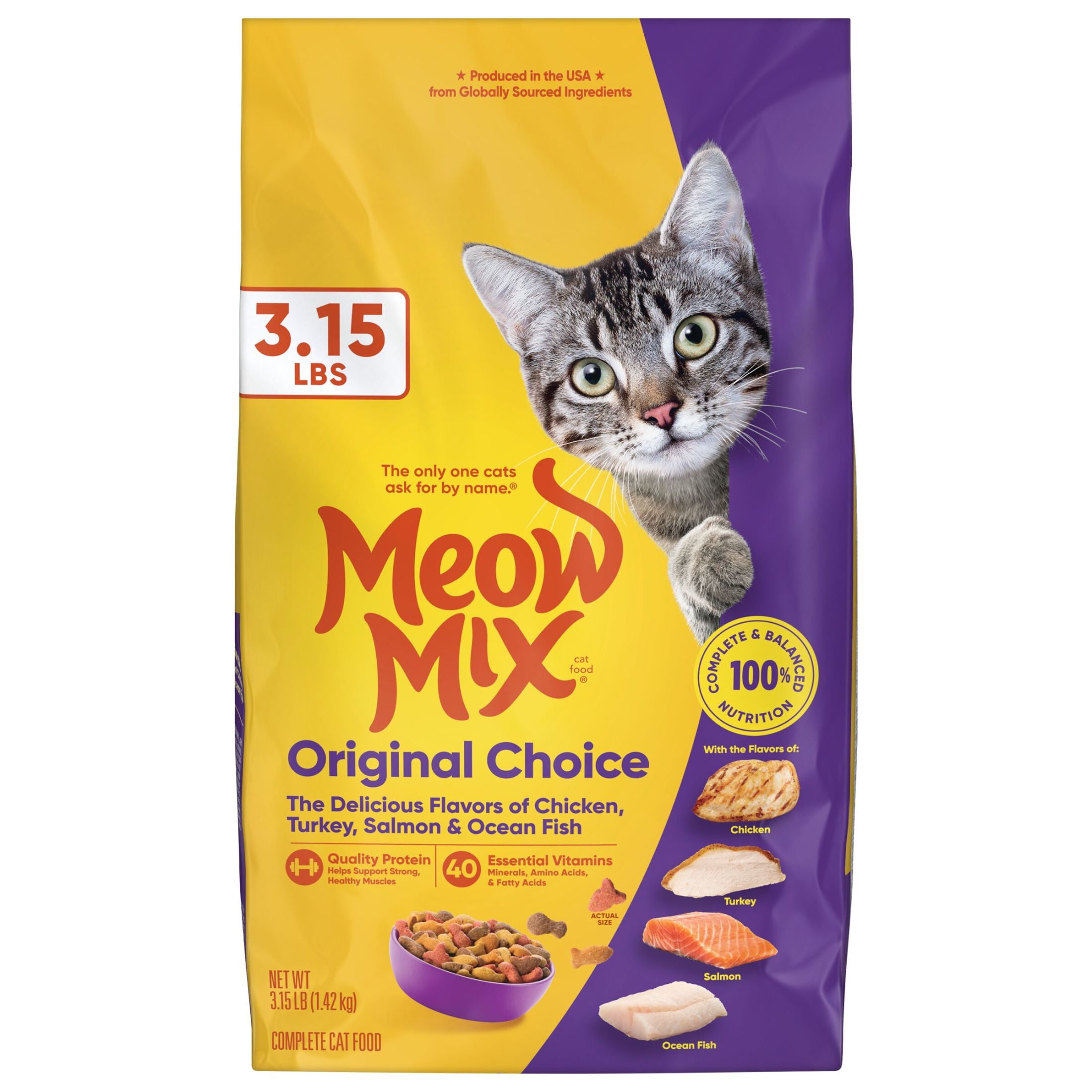 Meow Mix Original Choice Dry Cat Food (Adult Formula, 3.15 lb) dcx90