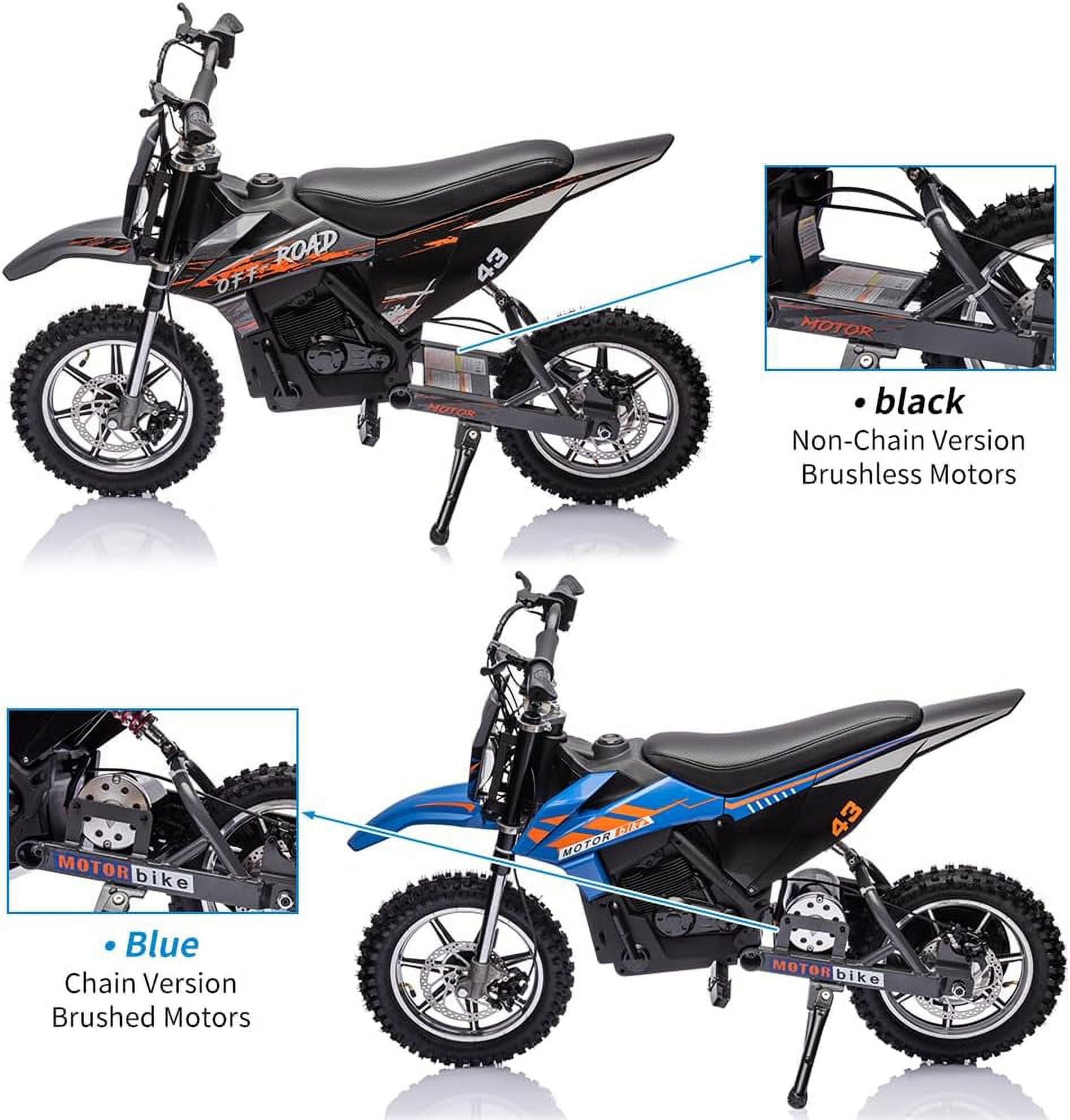 Jojoka Electric Dirt Bike for Kids, 500W Motor Off-Road Motorcycle with LED Headlight and Leather Seat (Blue, 175 lb Max Load) 052b8