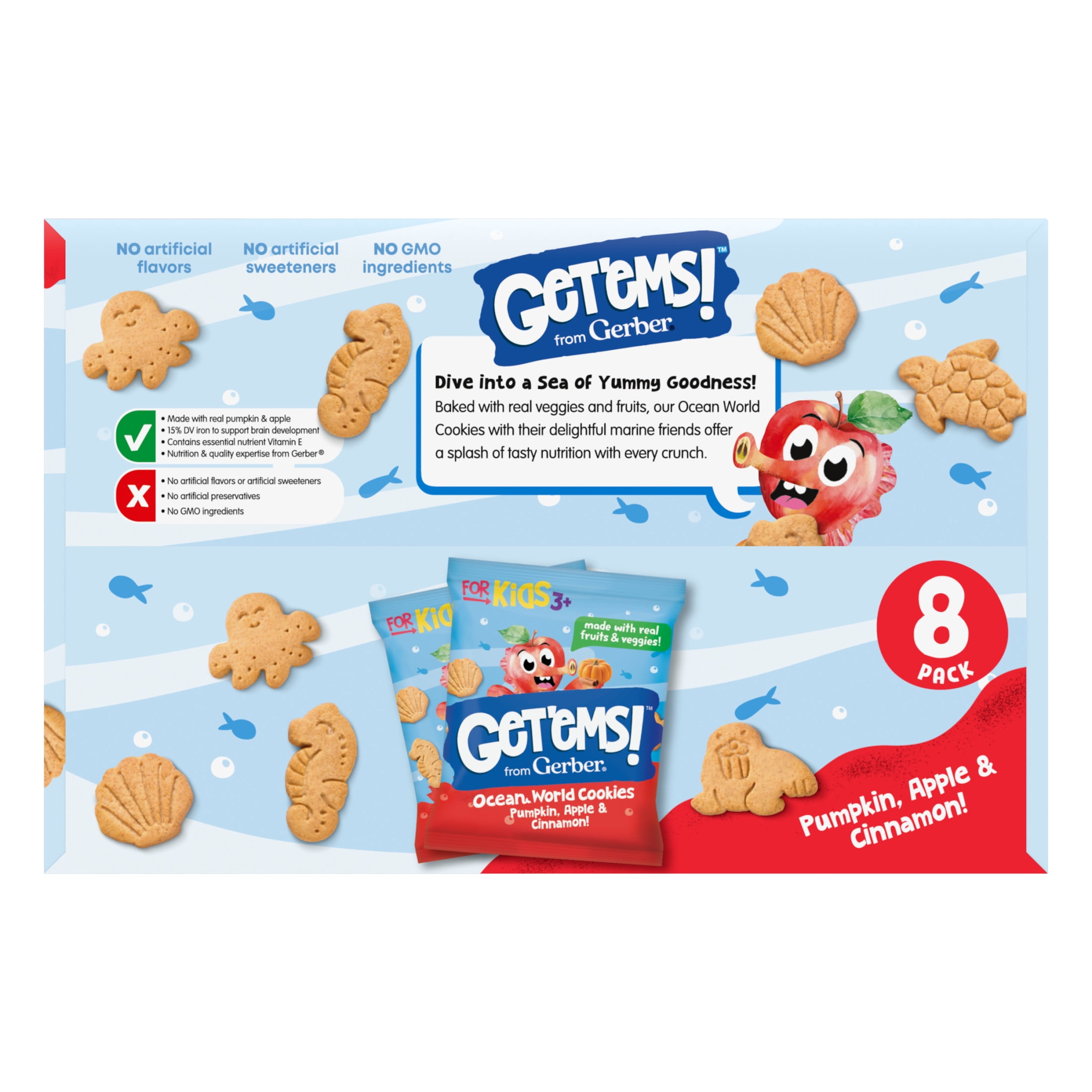 Gerber Get'ems Ocean World Cookies, Pumpkin Apple & Cinnamon Flavor (8 Pack, 8.48 oz) 95nll