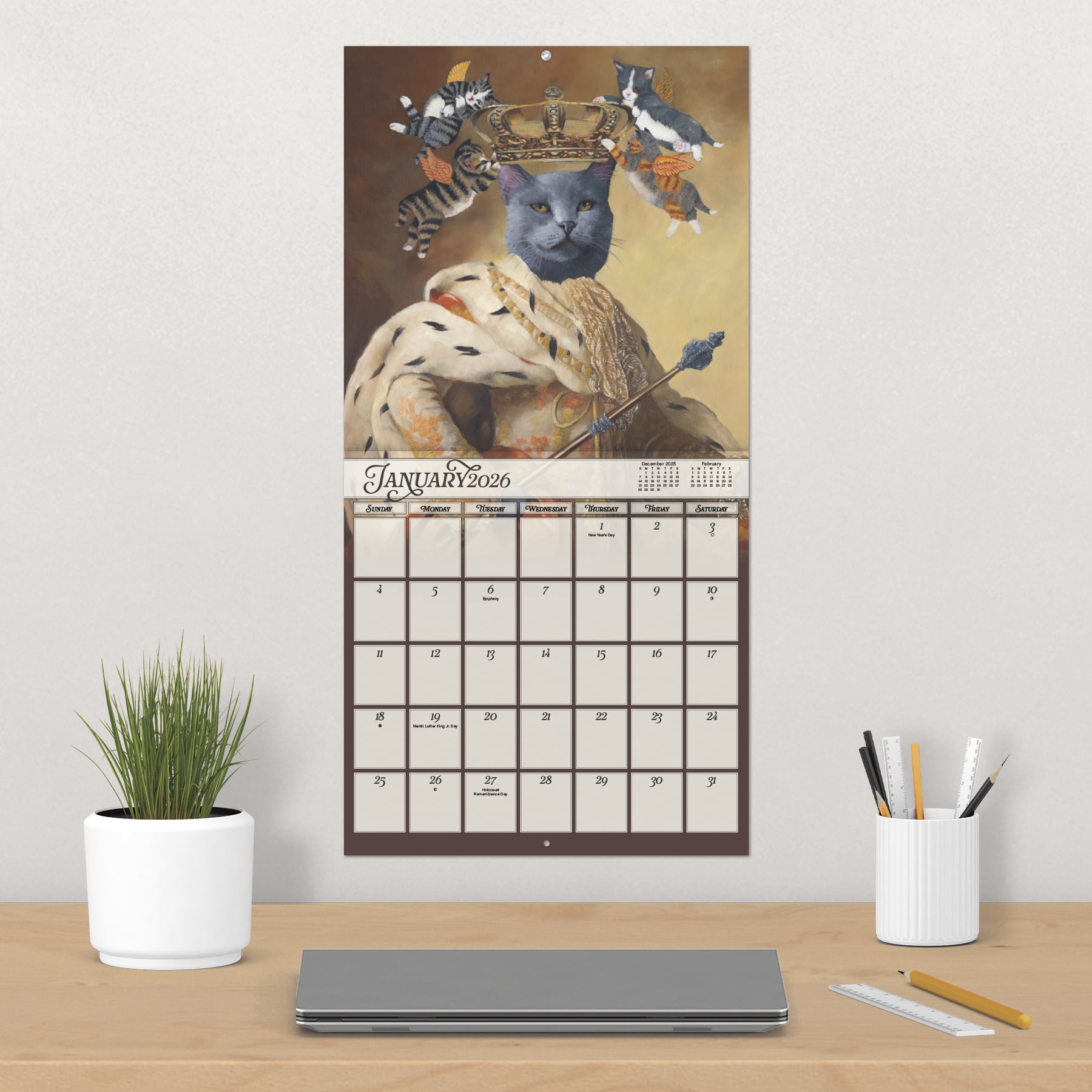 Trends International 2026 Portraits of a Feline Carol Lew Wall Calendar (12 in x 12 in) 247si