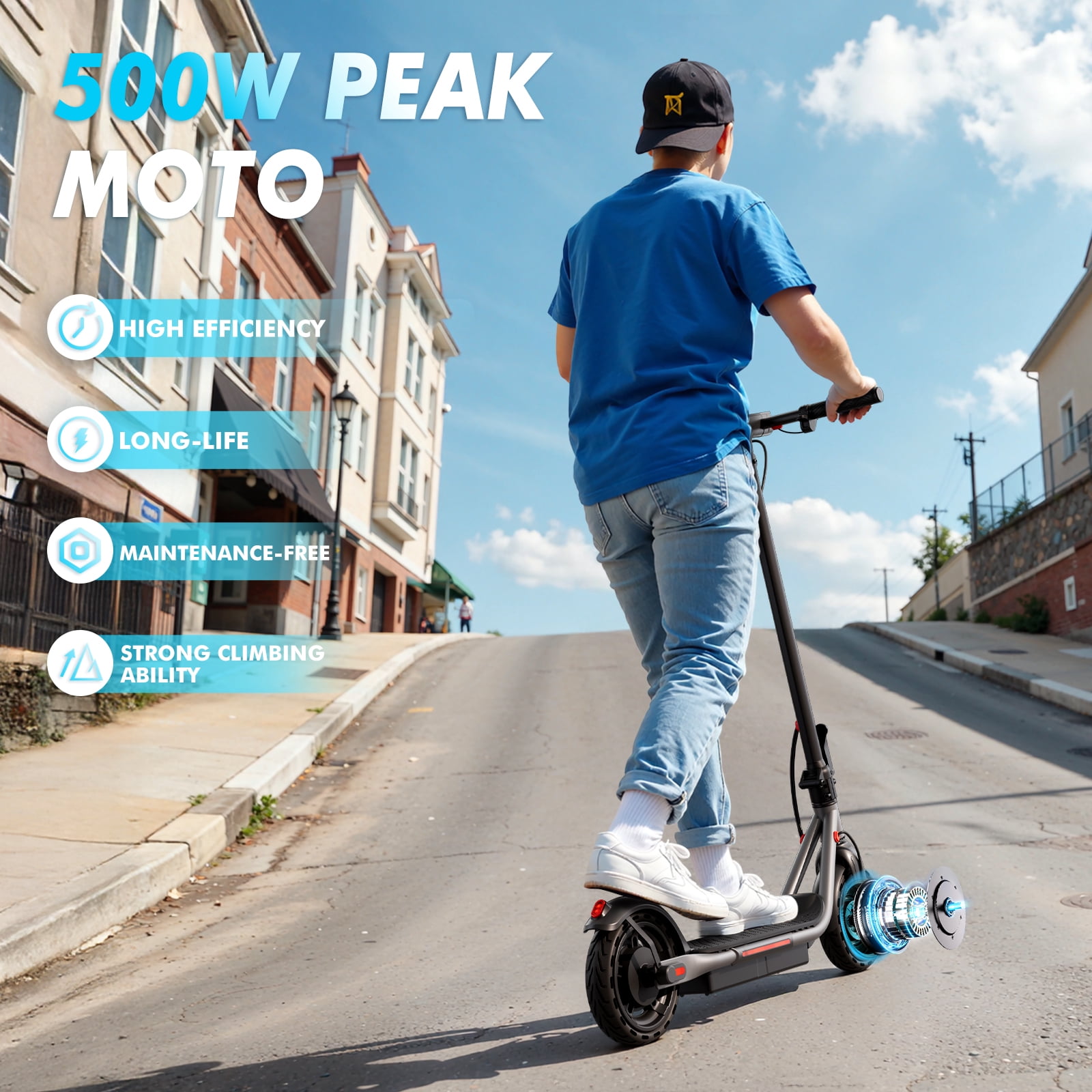 SISIGAD Electric Scooter for Adults, Foldable Commuter Scooter with 500W Motor, 19 MPH Max Speed (Green, 8.5 in) 4tsbn