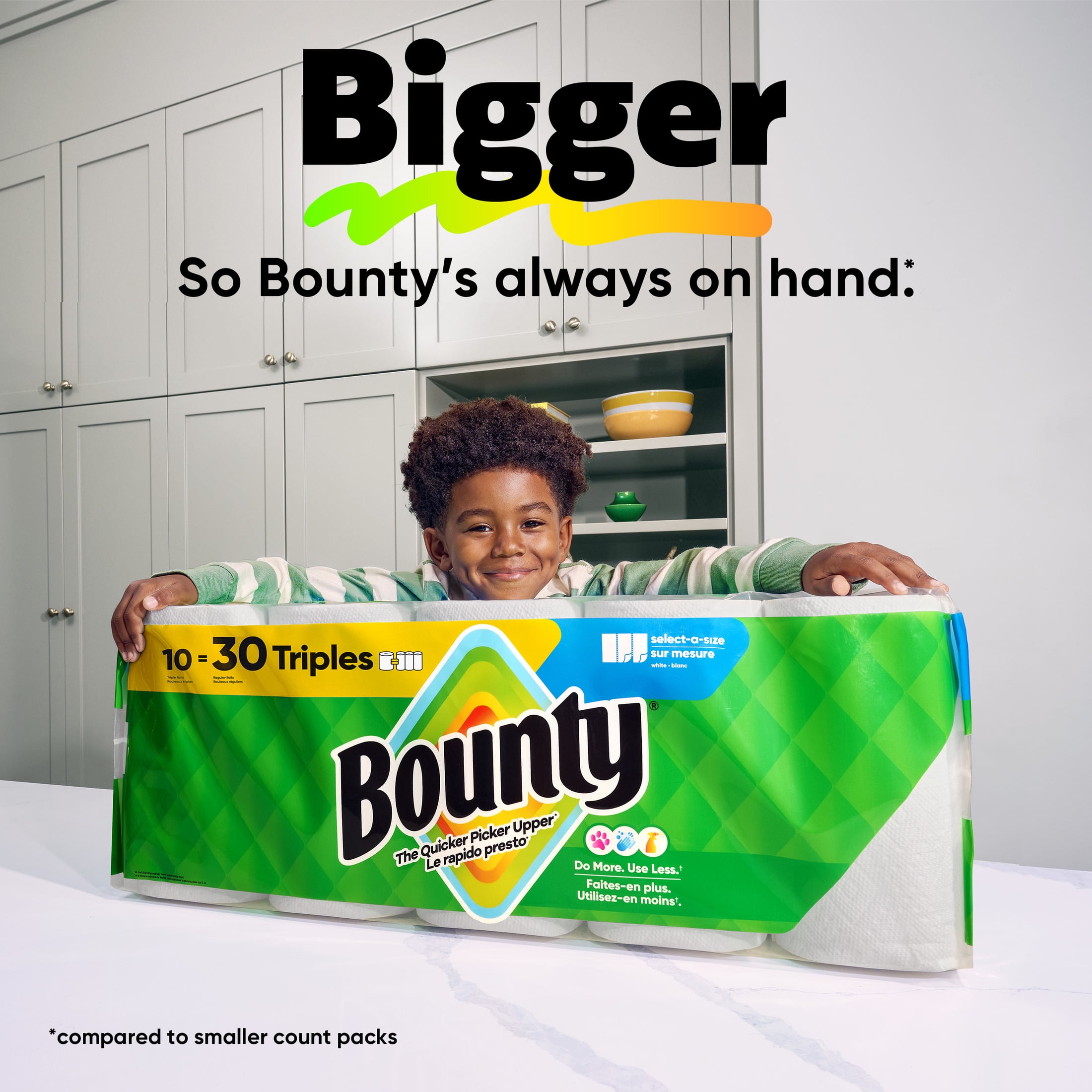 Bounty Paper Towels Full Sheet, Absorbent Kitchen Cleaning Paper, White (6 Triple Rolls, 450 Total Sheets) 7ypig