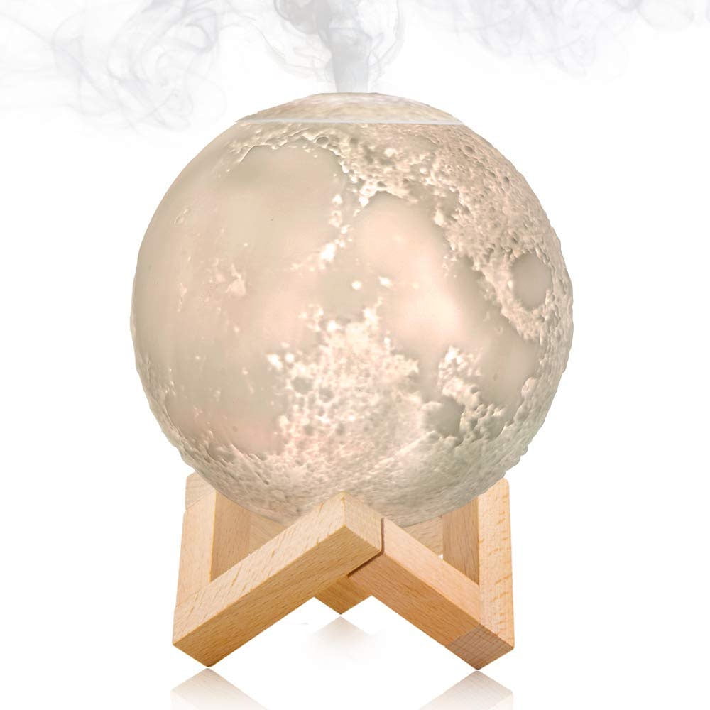 Dsseng Moon Lamp Humidifier 3-in-1 Ultrasonic Cool Mist Diffuser with 8-Color LED Night Light (Yellow, 28 fl oz) wh1sb