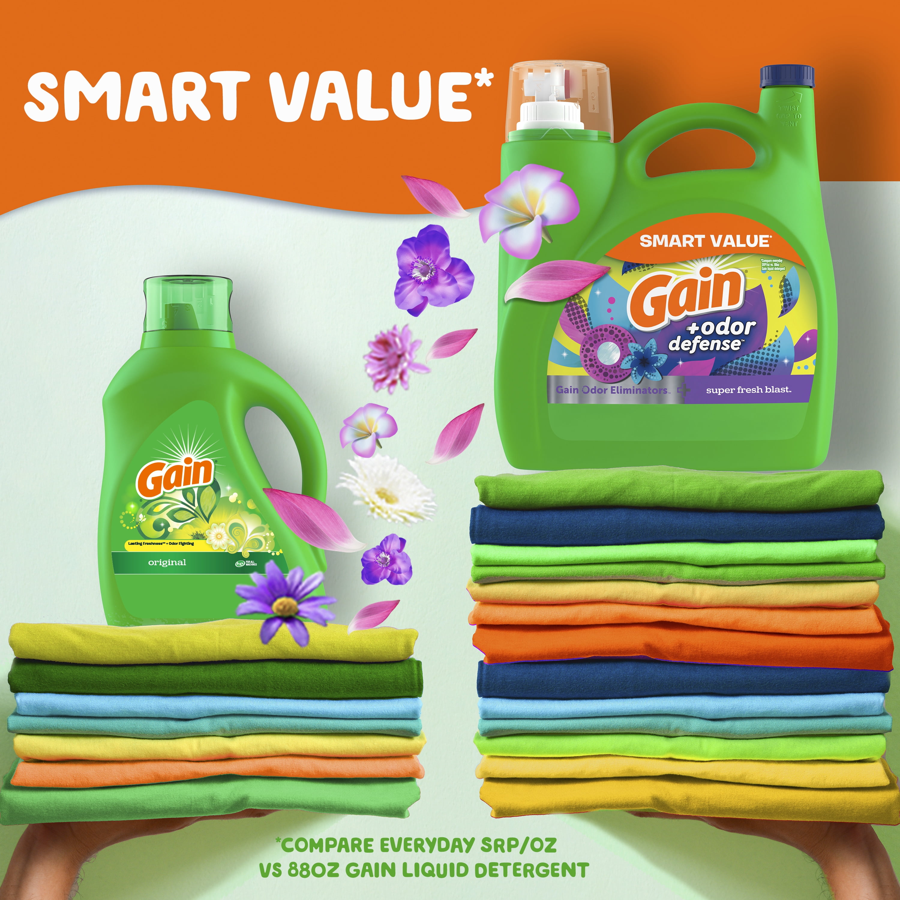 Gain Odor Defense Liquid Laundry Detergent, Super Fresh Blast Scent (154 fl oz, 107 Loads) 8gvnb
