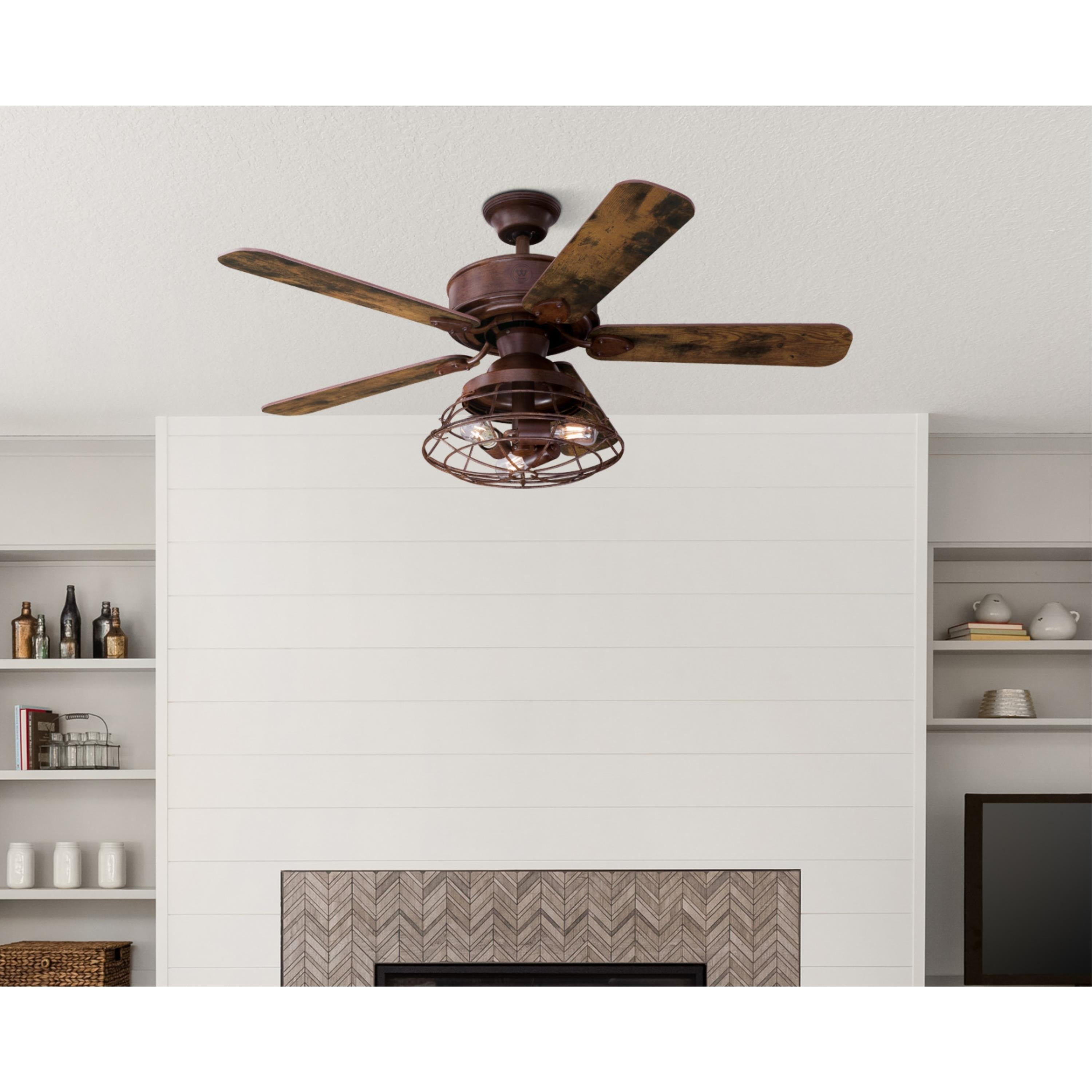 Westinghouse Lighting Barnett Smart WiFi LED Ceiling Fan (Barnwood, 48 in) qru32