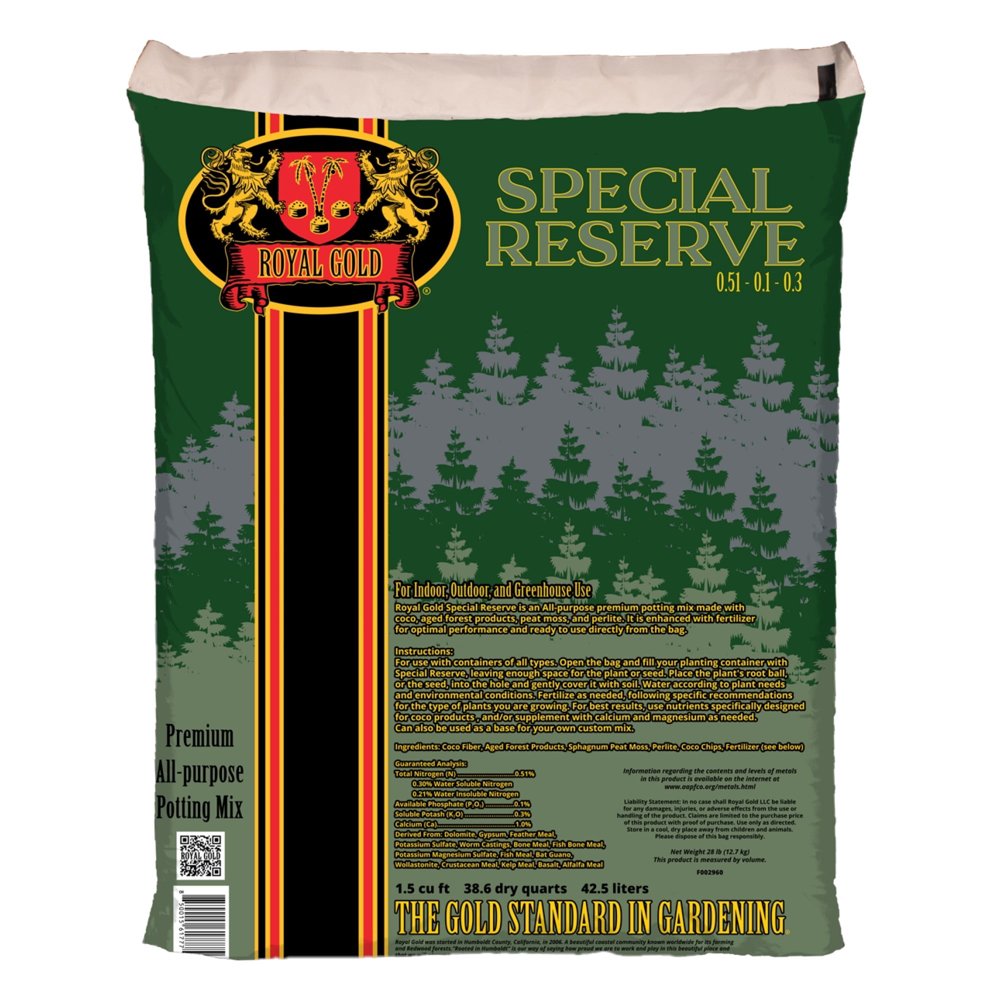 Royal Gold Special Reserve Premium Potting Mix, All-Purpose Soil for Indoor & Outdoor Container Gardens (1.5 cu ft) p5xfy