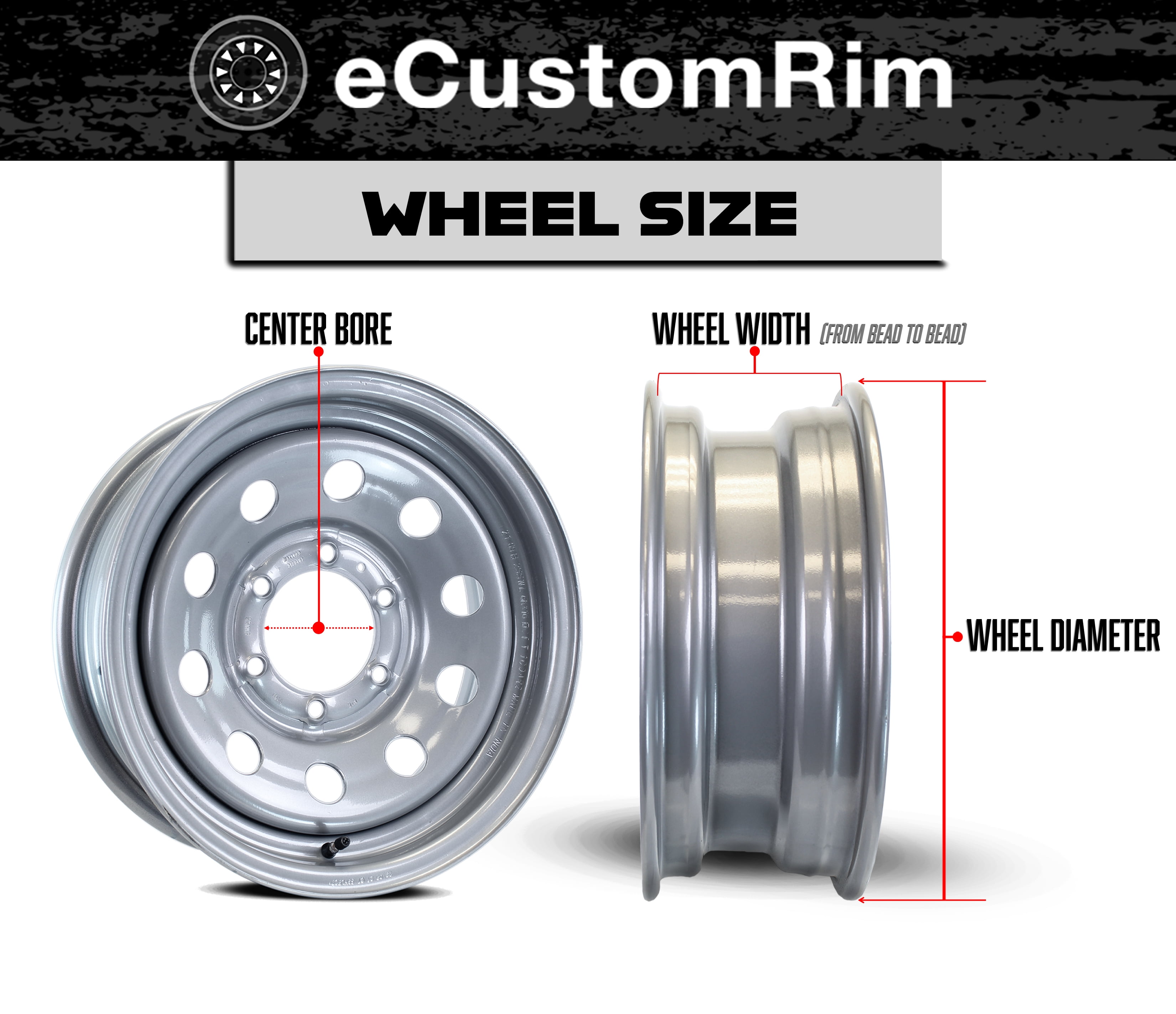 eCustomRim Aluminum Trailer Wheel T03 Series (Black, 15x6 in, 6 Lug on 5.5 in) af2io