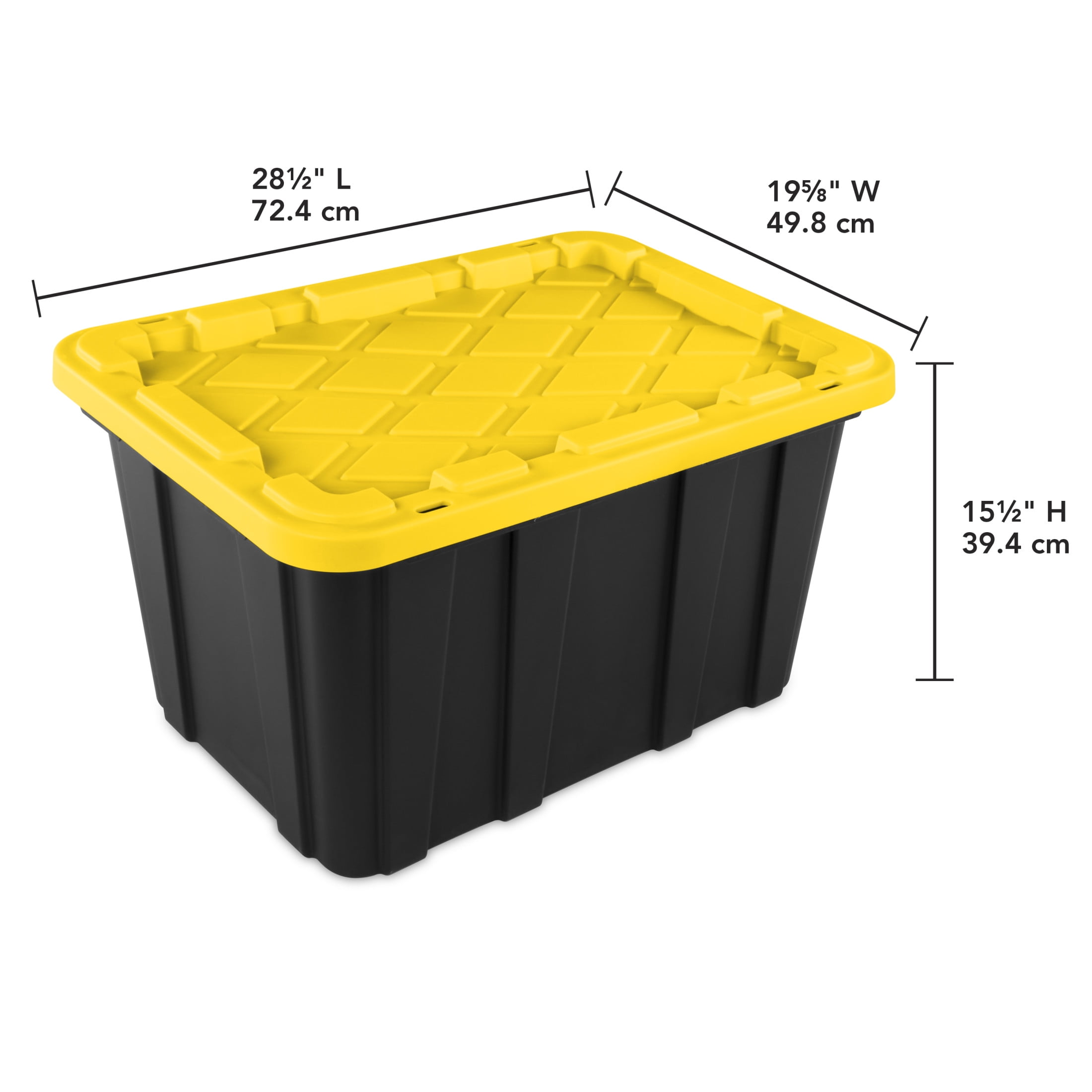 Sterilite Industrial Storage Tote, Heavy-Duty Plastic Bin with Snap-On Lid (Black and Yellow, 27 Gallon, 6 Pack) mwkwh