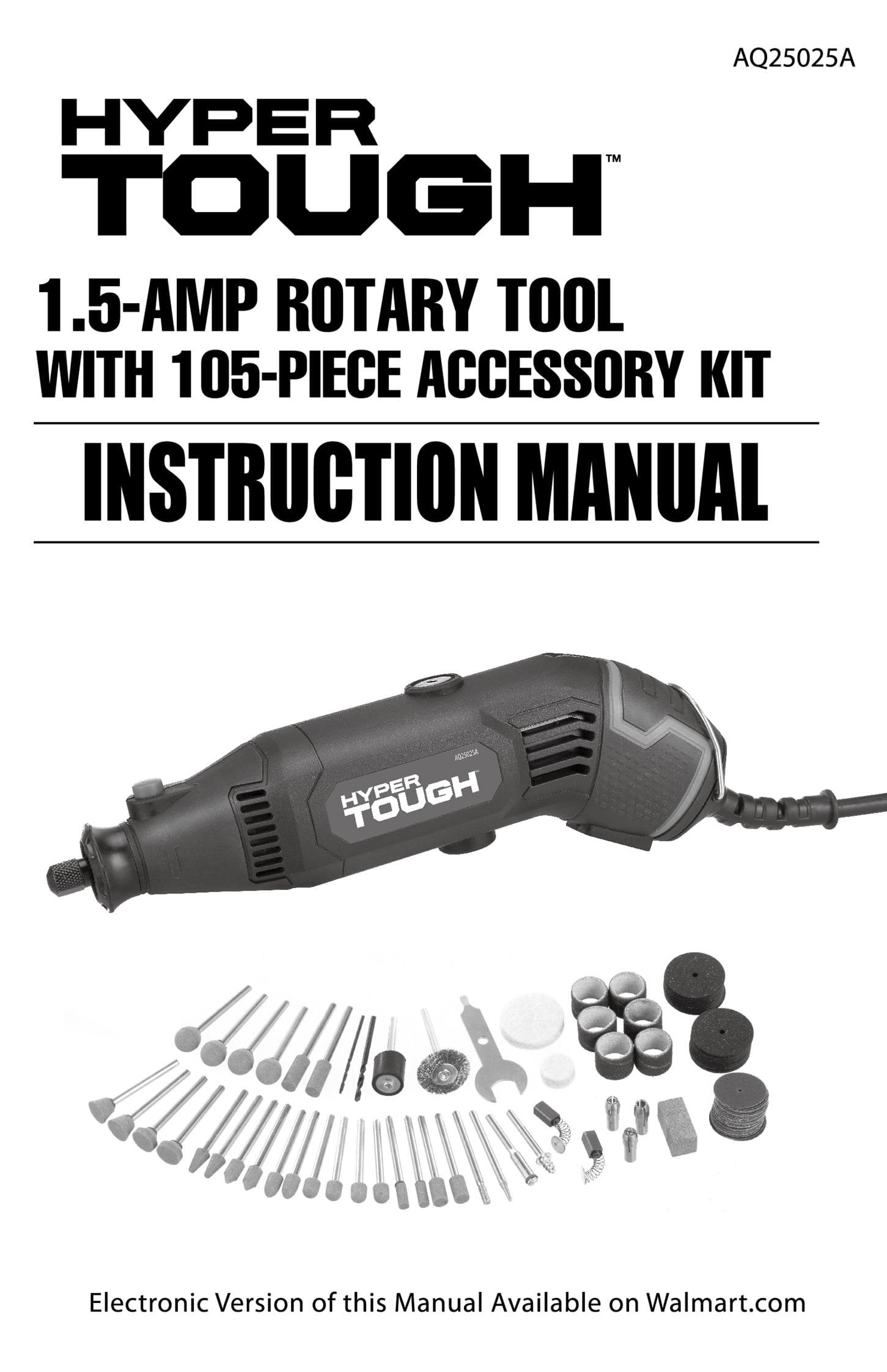 Hyper Tough Corded Rotary Tool Kit with 105 Accessories (Variable Speed, 6 ft Cord) pzg7n