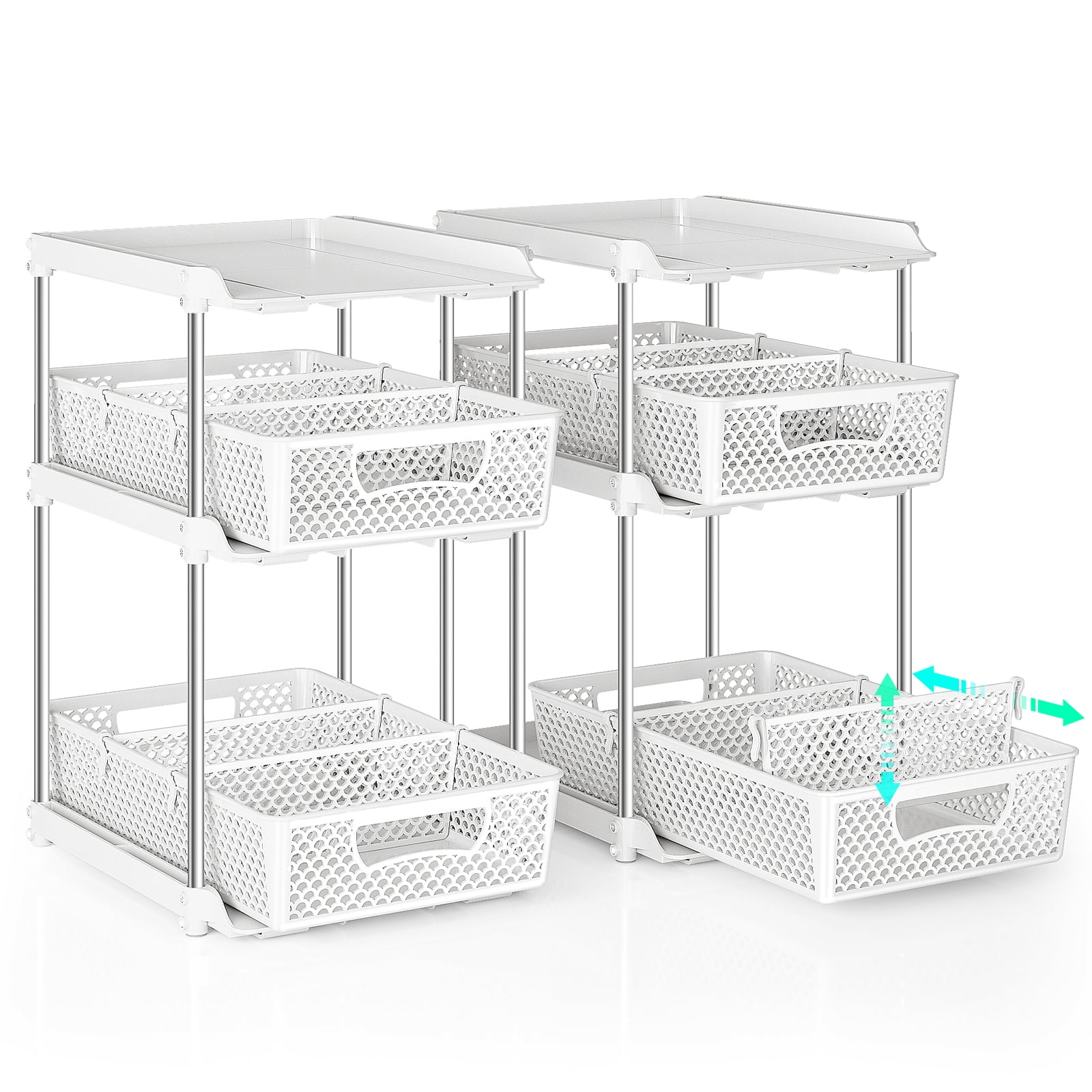 Taimasi 3-Tier Under Sink Organizer and Bathroom Storage Shelf (White, 2 Pack) la2d6