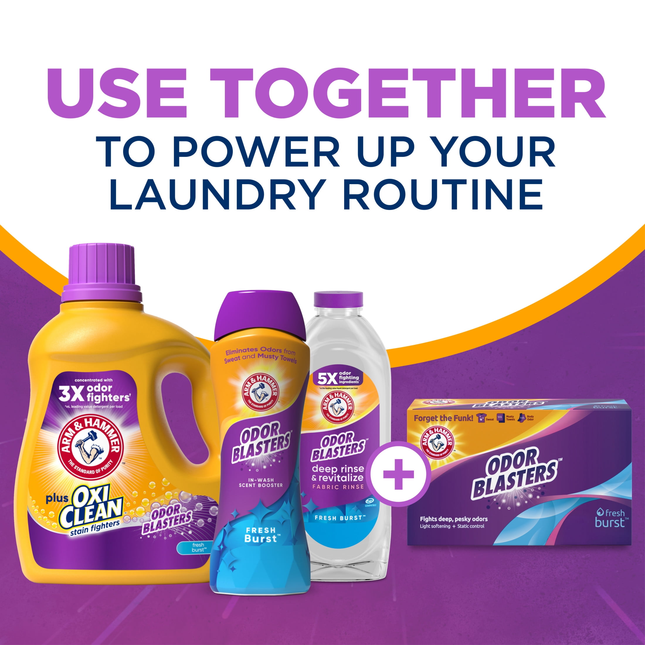 ARM & HAMMER Plus OxiClean Odor Blasters Liquid Laundry Detergent, Fresh Burst (96.2 fl oz) rvowv