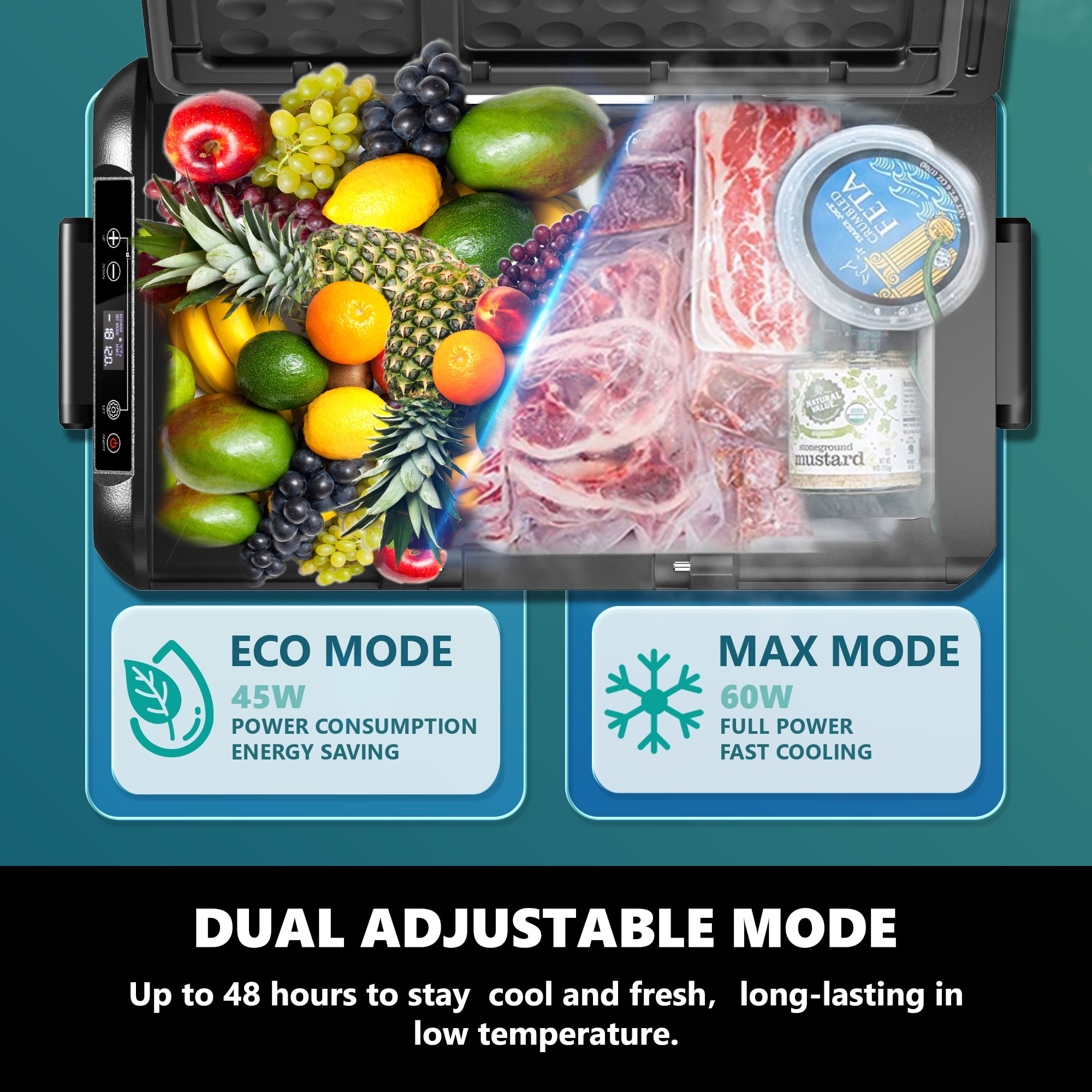 SIMZLIFE Portable Car Refrigerator, 26 qt Electric Cooler for Camping and Travel (Black, 26 qt) 8dovq