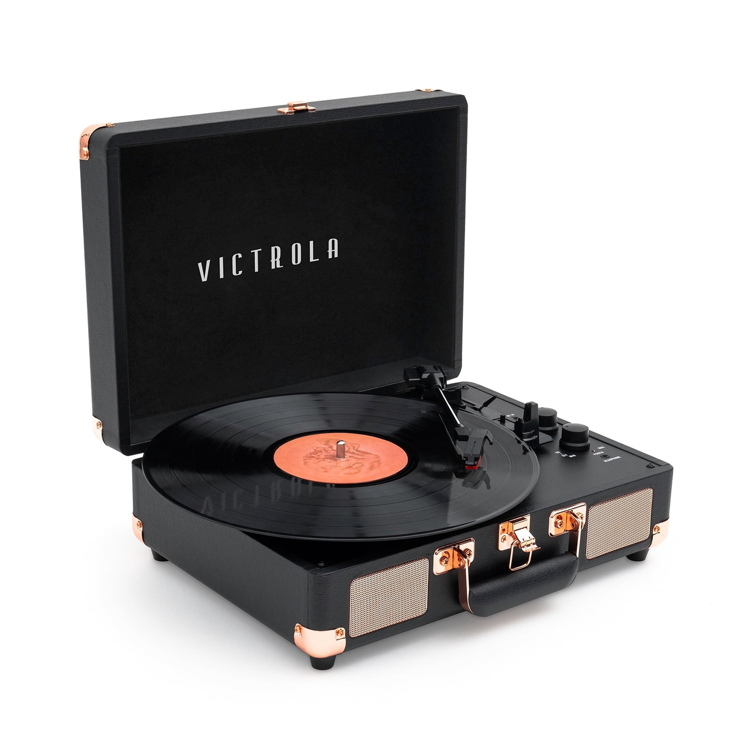 Victrola Journey Bluetooth Suitcase Record Player with 3-Speed Turntable (Black, 13.9 in x 10.1 in x 5 in) mjwk2