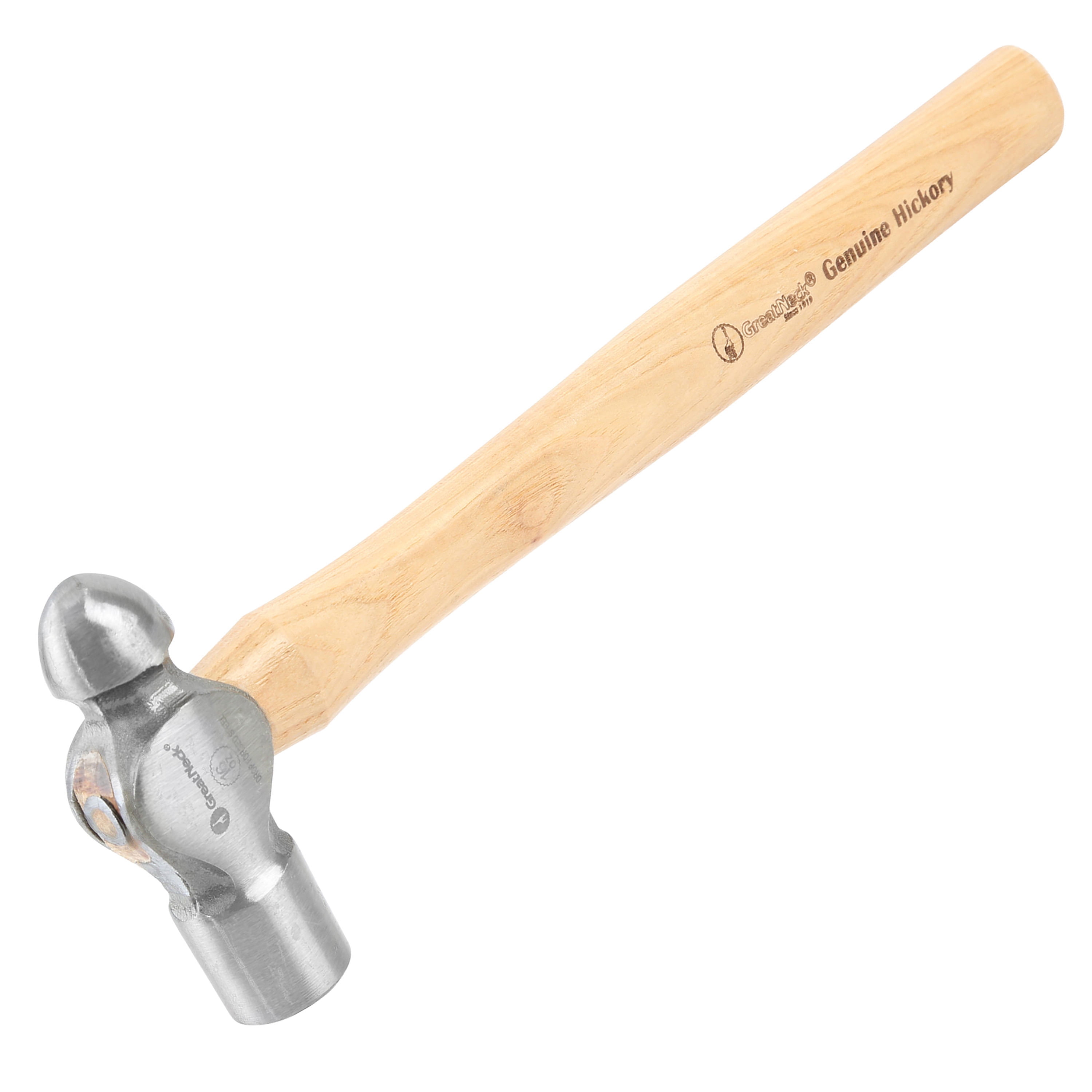 GreatNeck Ball Peen Hammer, Drop Forged Steel Head with Hickory Handle (Brown, 16 oz) edgup