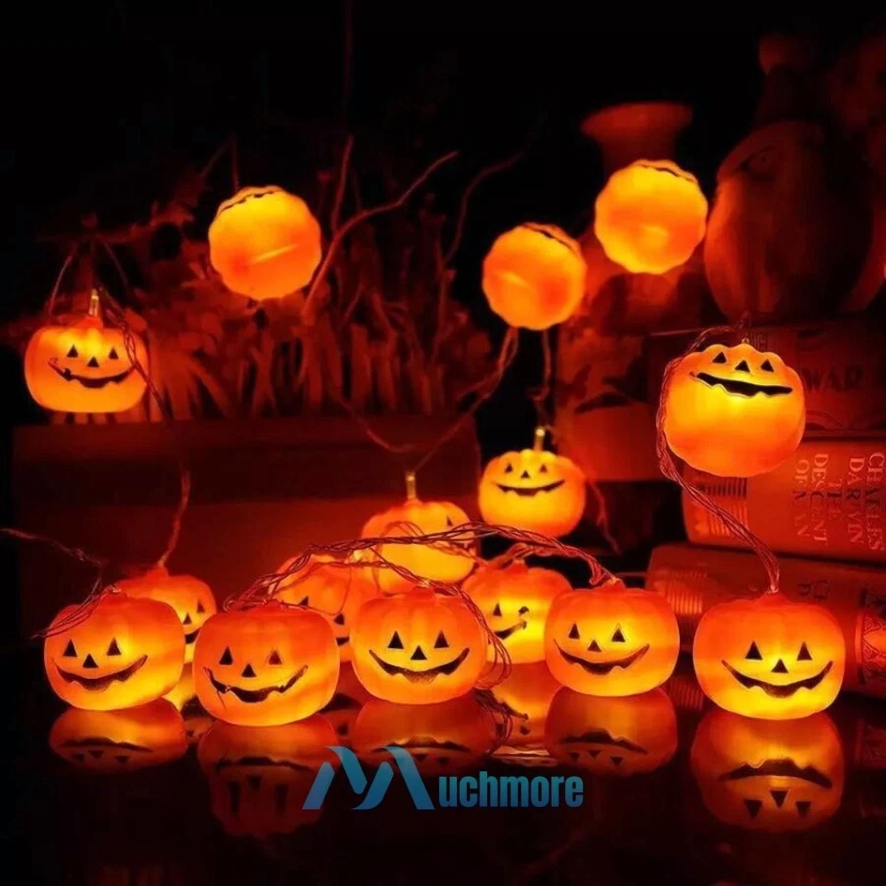 VAULT Halloween LED Pumpkin String Lights Decorative Holiday Lighting for Indoor and Outdoor Use (20 Count, 10 ft) 8yg24
