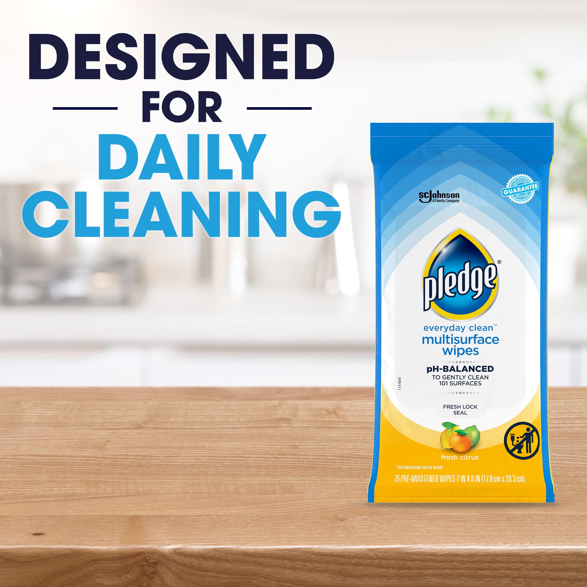 Pledge Multisurface Cleaning Wipes, pH Balanced, Fresh Citrus (25 Count) 40hdo