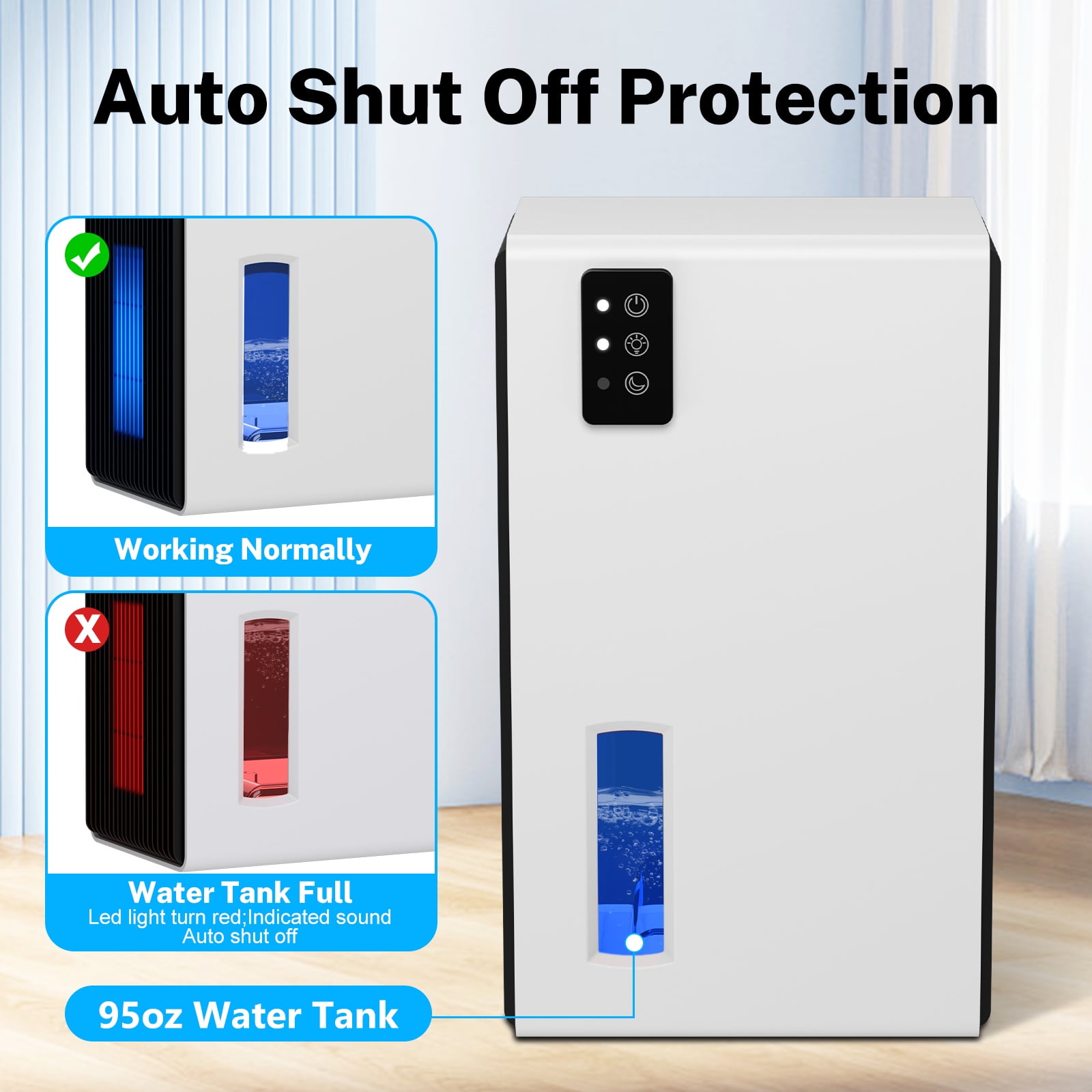 EGEH Small Dehumidifier for Home, Quiet Portable Moisture Absorber with Auto Shut-off and 7-Color LED Light (White, 27 fl oz) gbhfx